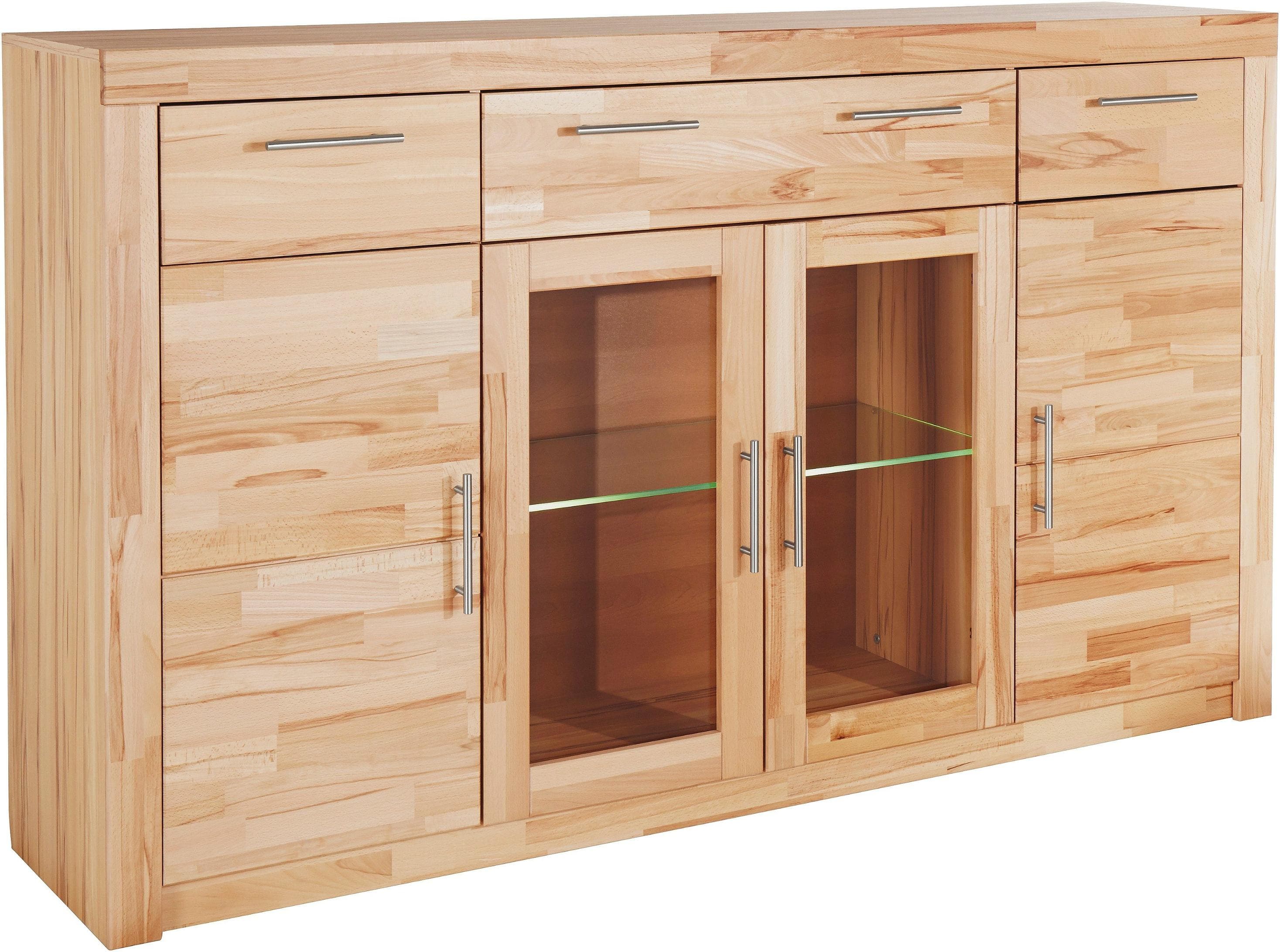 VOGL Möbelfabrik Highboard: Massives Holz, Schubfächer & Vitrinenteil