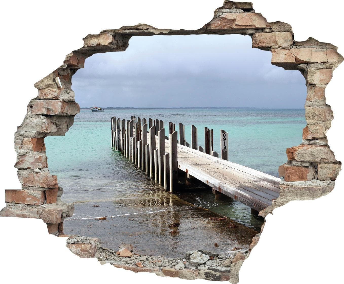 Wandtattoo QUEENCE Steg Grau Wanddurchbruch