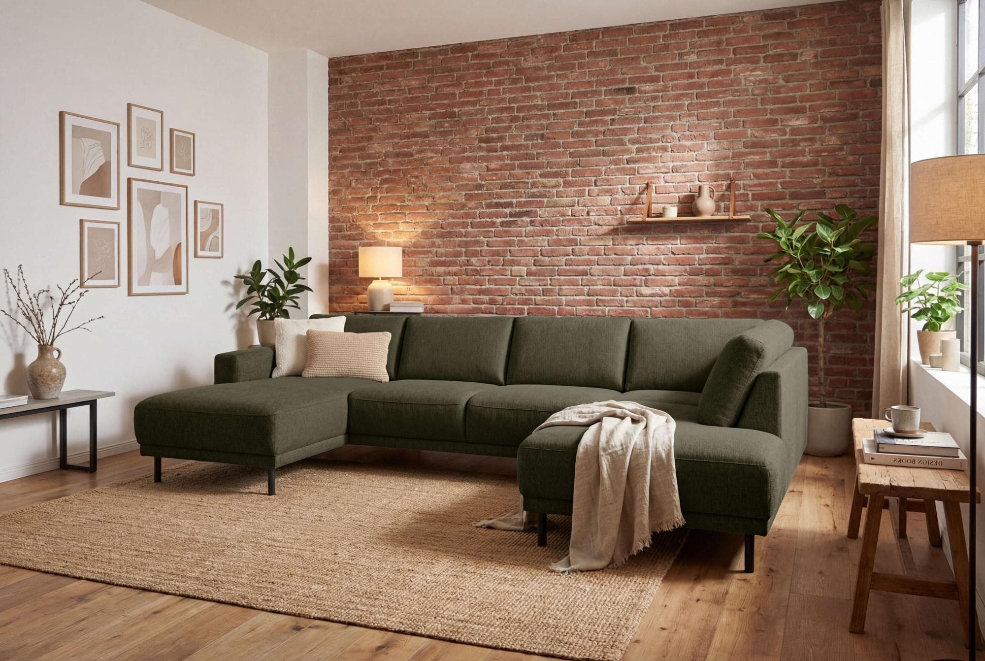 Home Affaire Wohnlandschaft Sveeva U-Form XXL Khaki
