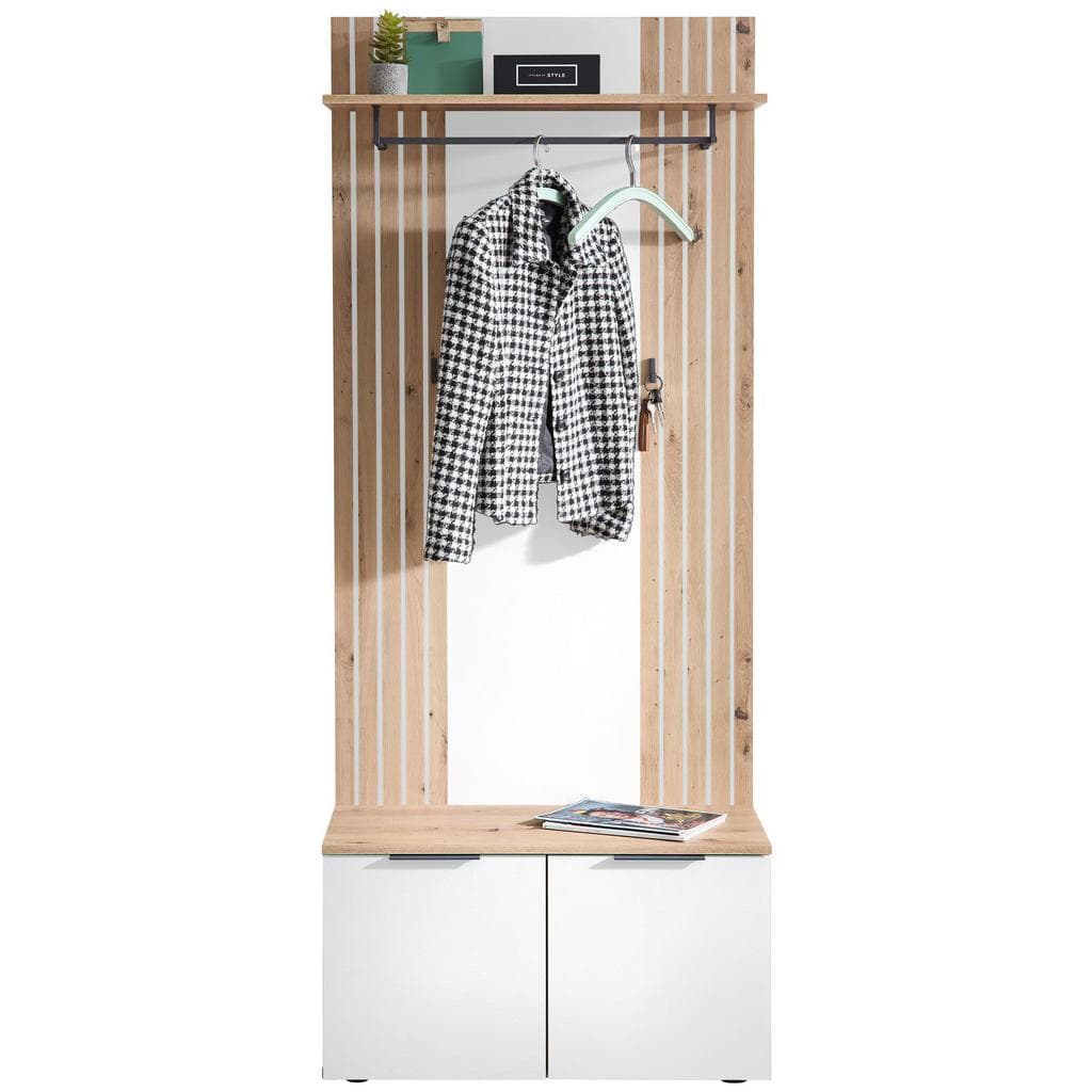 Livetastic Garderobe Lagos Eiche Artisan Weiß Holzwerkstoff