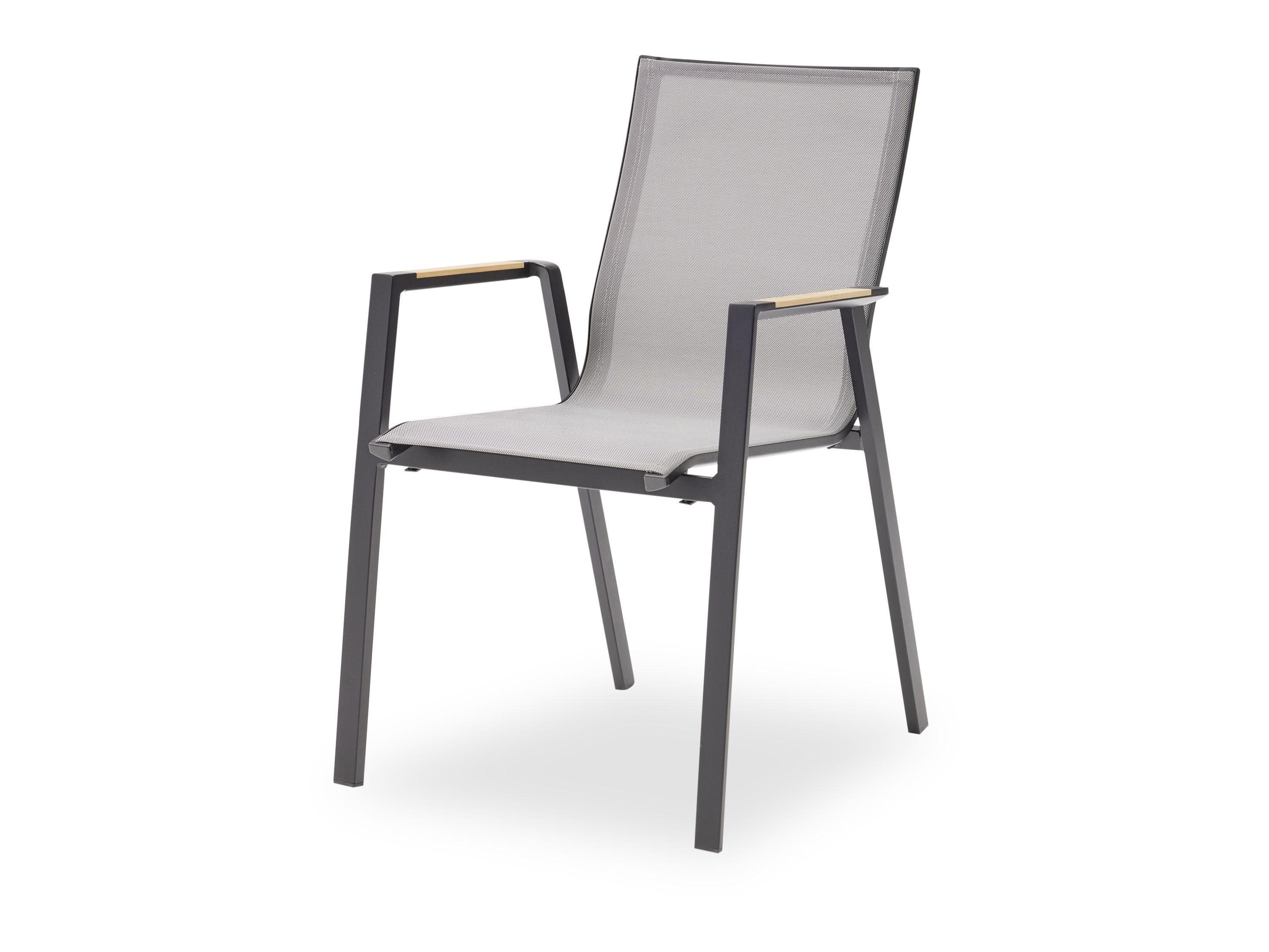 Stapelstuhl MONDO FERINA Aluminium Schwarz Teakholz