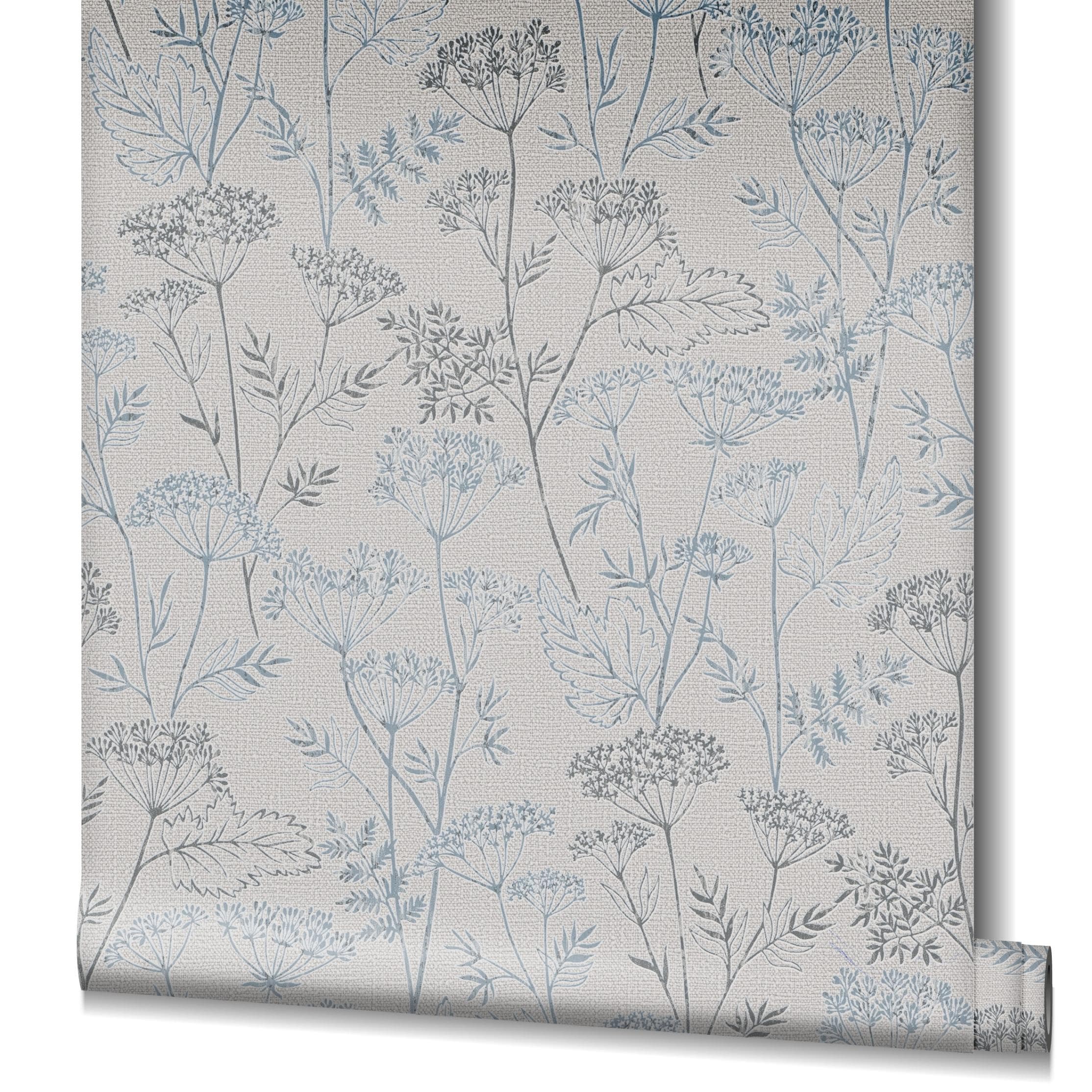 Vliestapete MARBURG Flora Haven Grau Botanisches Blattmotiv