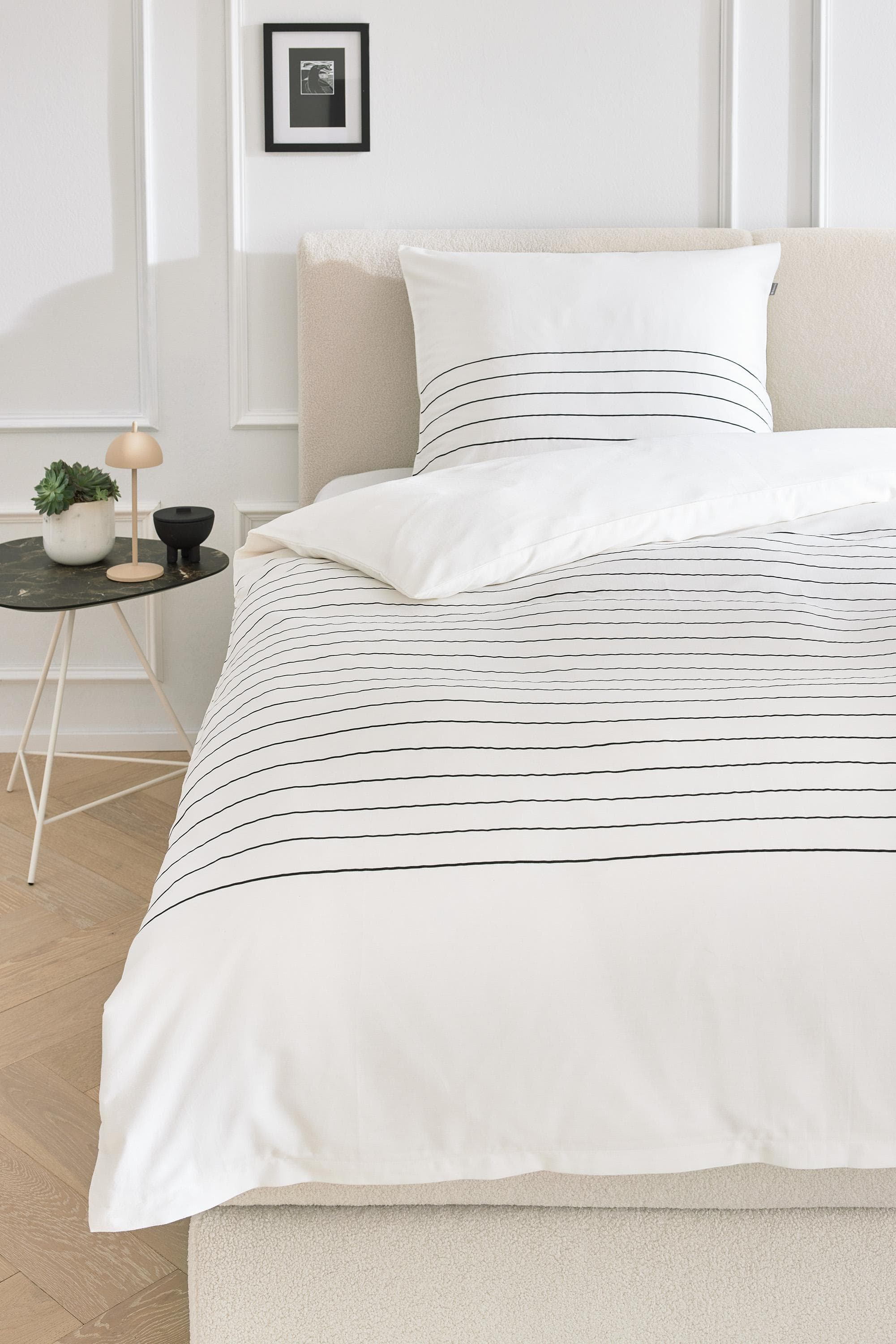 Wendebettwäsche MUSTERRING Simple Weiß 155x220cm