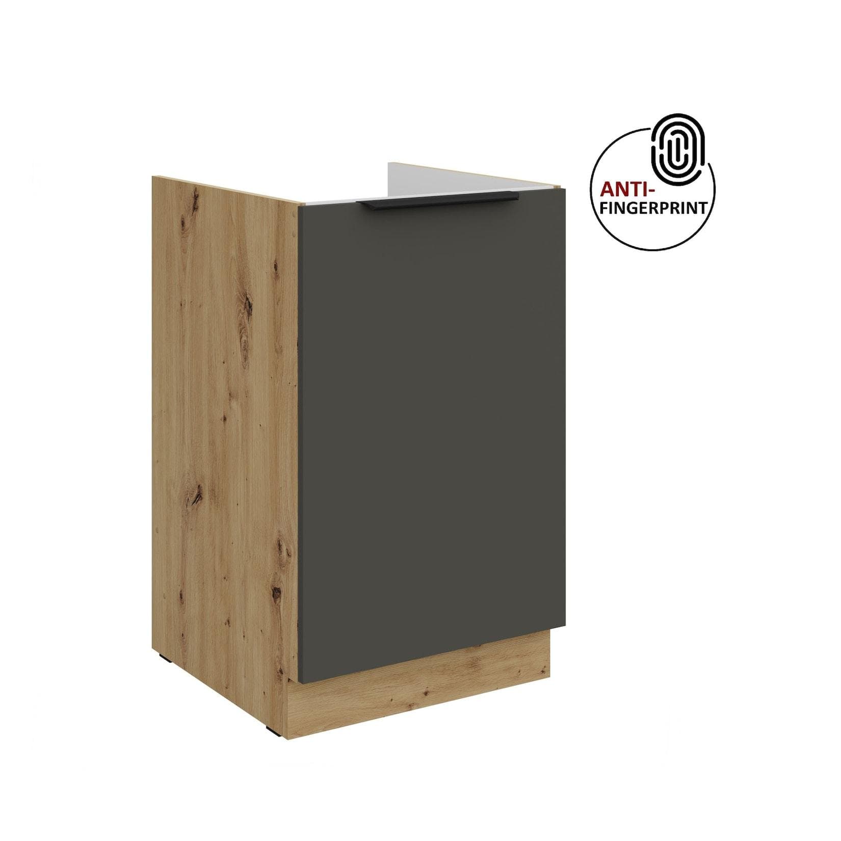 Küchen Spülenschrank 50 cm ARIA Graphit matt Anti Fingerprint
