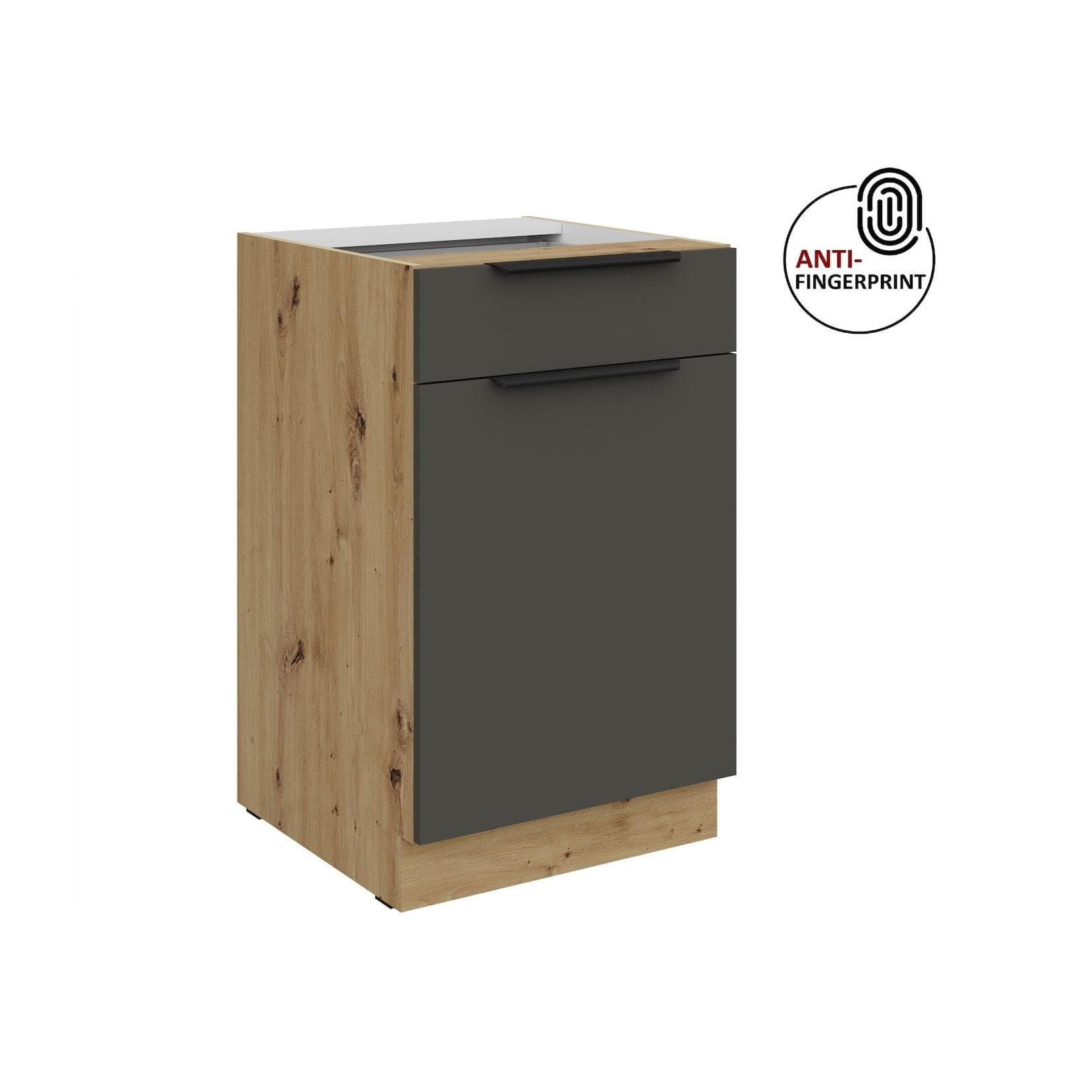 Küchen Unterschrank 50 cm Graphite Matt Anti Fingerprint