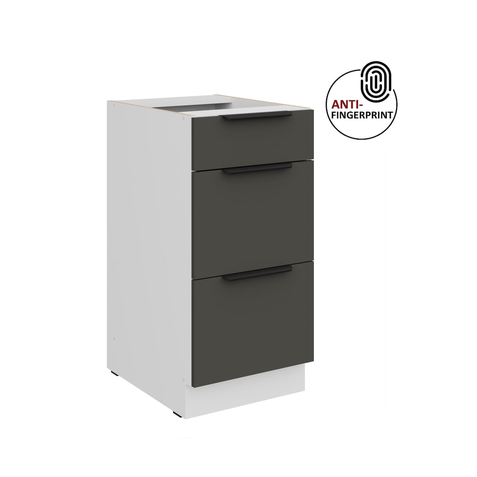 Küchen Unterschrank 40 cm ARIA Graphite matt Anti Fingerprint Küchenzeile