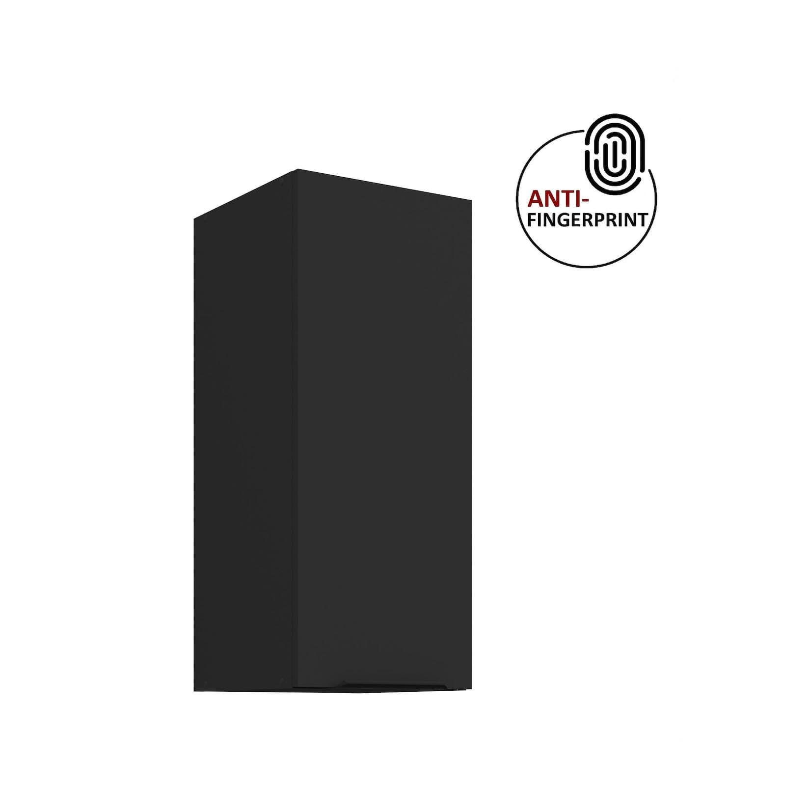 Küchen Hängeschrank 30 cm ARIA Schwarz matt Anti Fingerprint