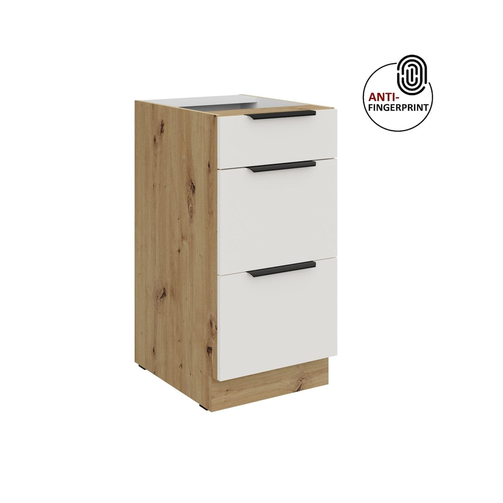 Küchen Unterschrank 40 cm Küche ARIA Weiss ultra matt Anti Fingerprint