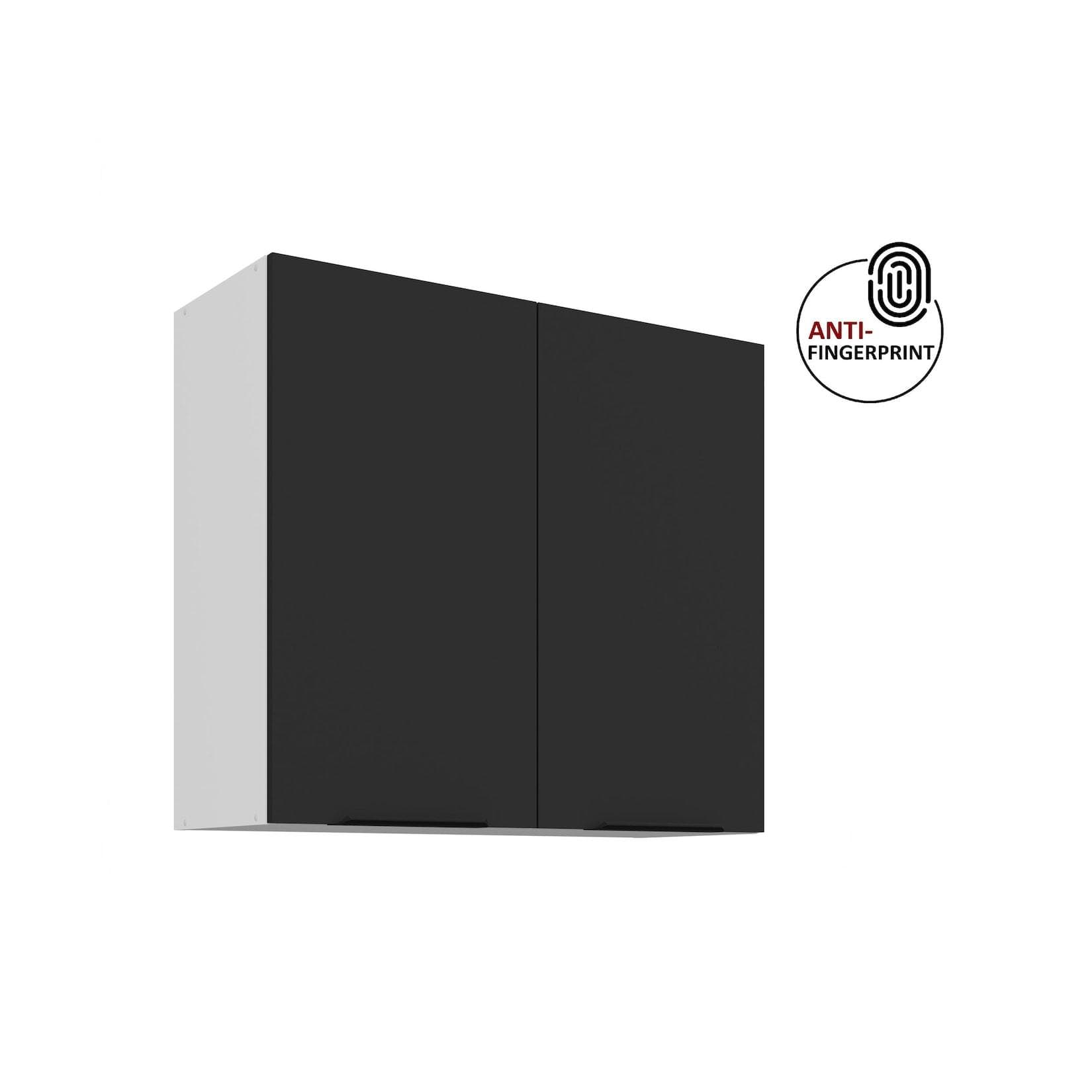 Küchen Hängeschrank 80 cm Küche ARIA Schwarz matt Anti Fingerprint