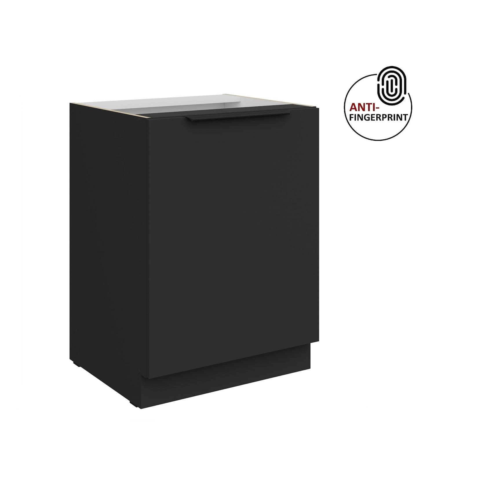 Küchen Unterschrank 60 cm Küche ARIA Schwarz matt Anti Fingerprint