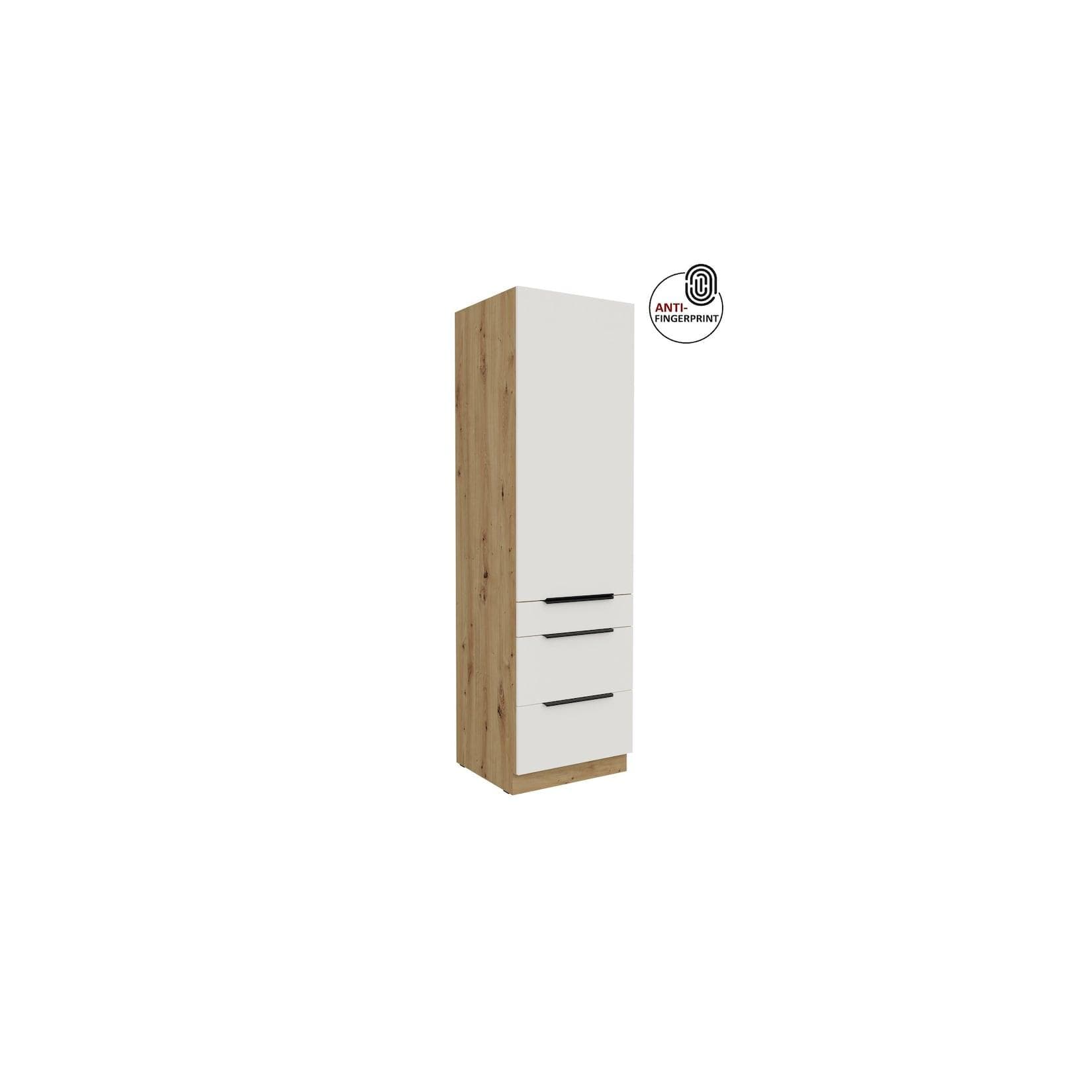 Küchen Hochschrank 60 cm Küche ARIA Weiß ultra matt Anti Fingerprint