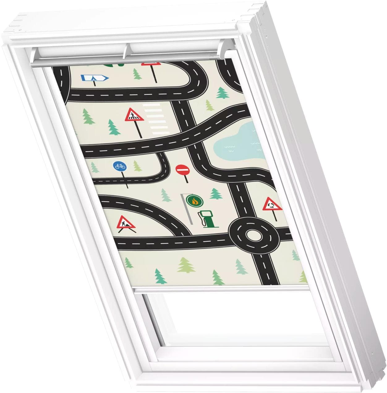 Verdunklungsrollo VELUX DKL 4655SWL Kids Straßen Weiß S08