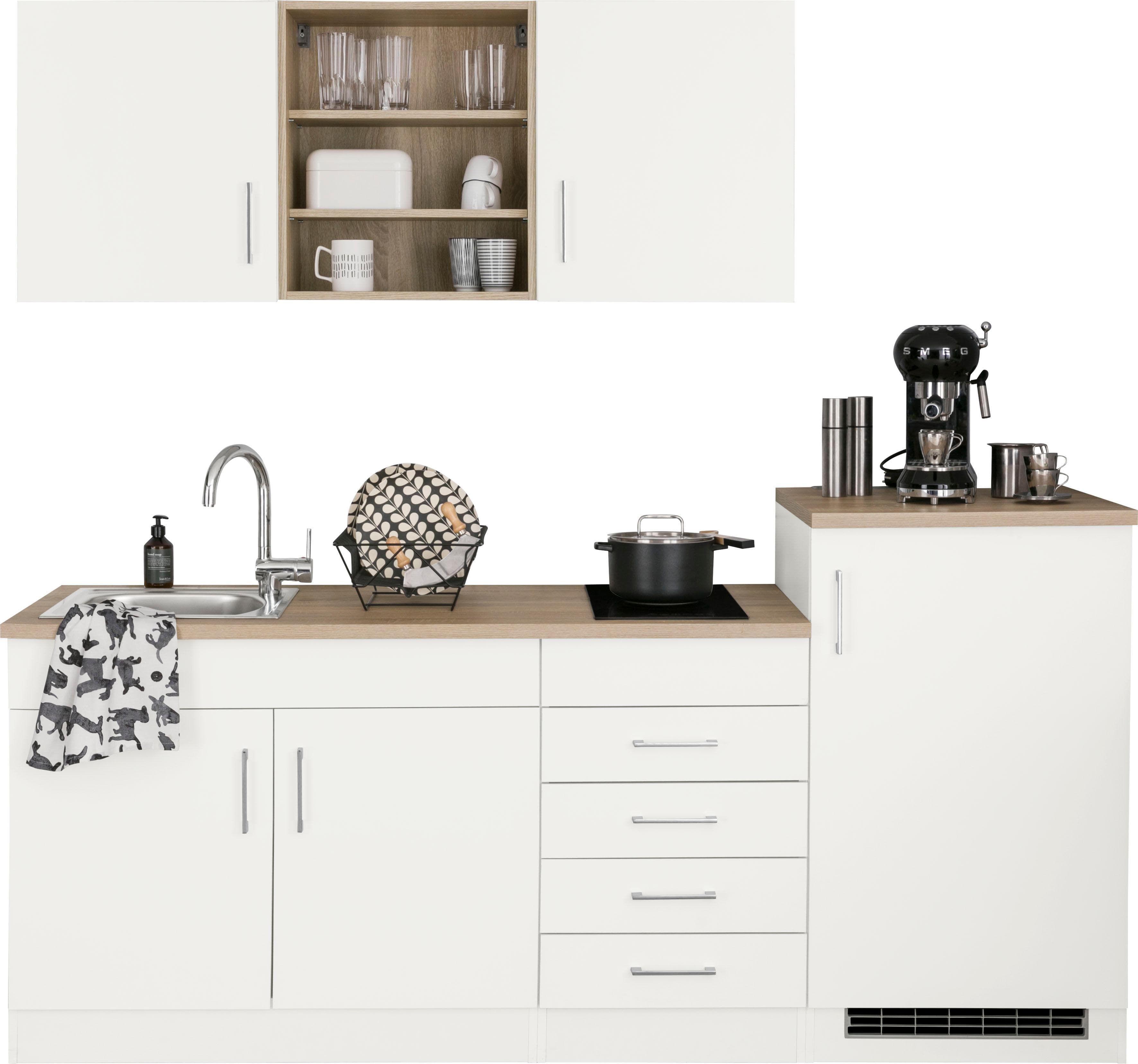 KOCHSTATION KS-Mali Küchenzeile mit E-Geräten und Metallgriffen