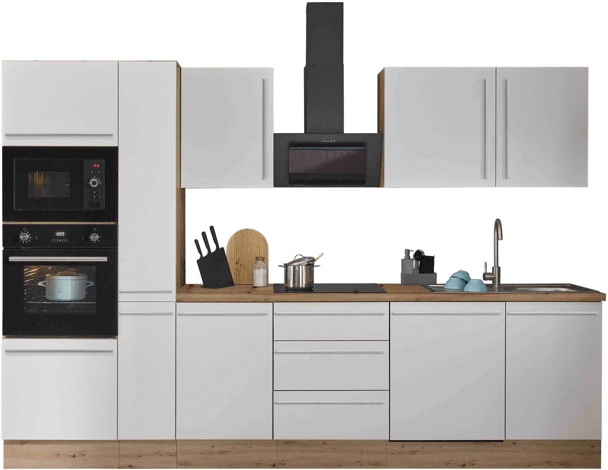 KOCHSTATION Küchenzeile Florida Weiß Silber Softclose