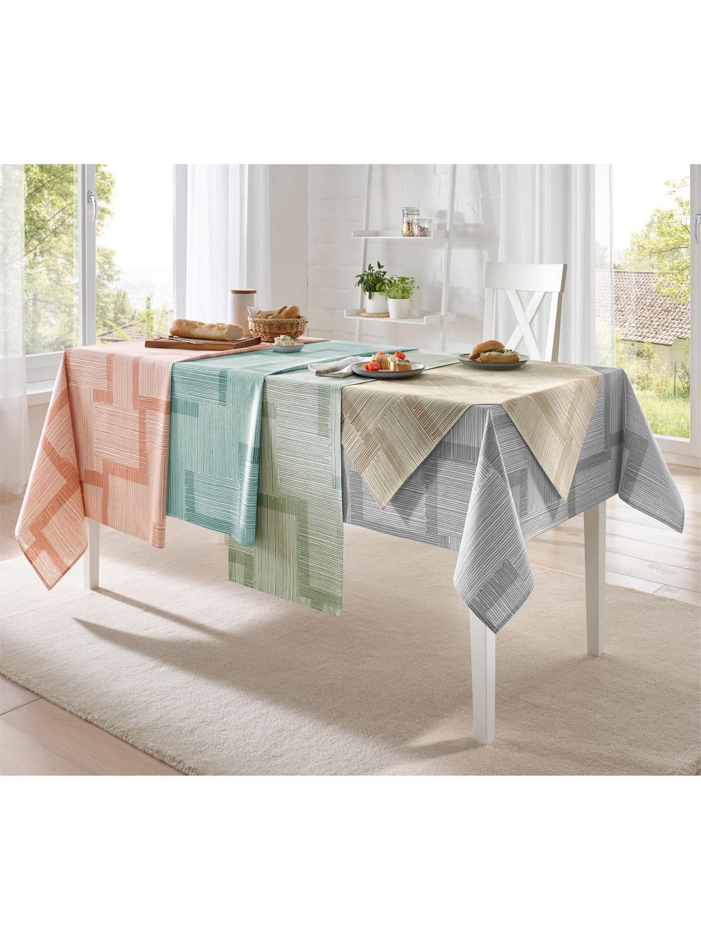 Tischdecke Gr. 5 Sand-Weiß-Bedruckt