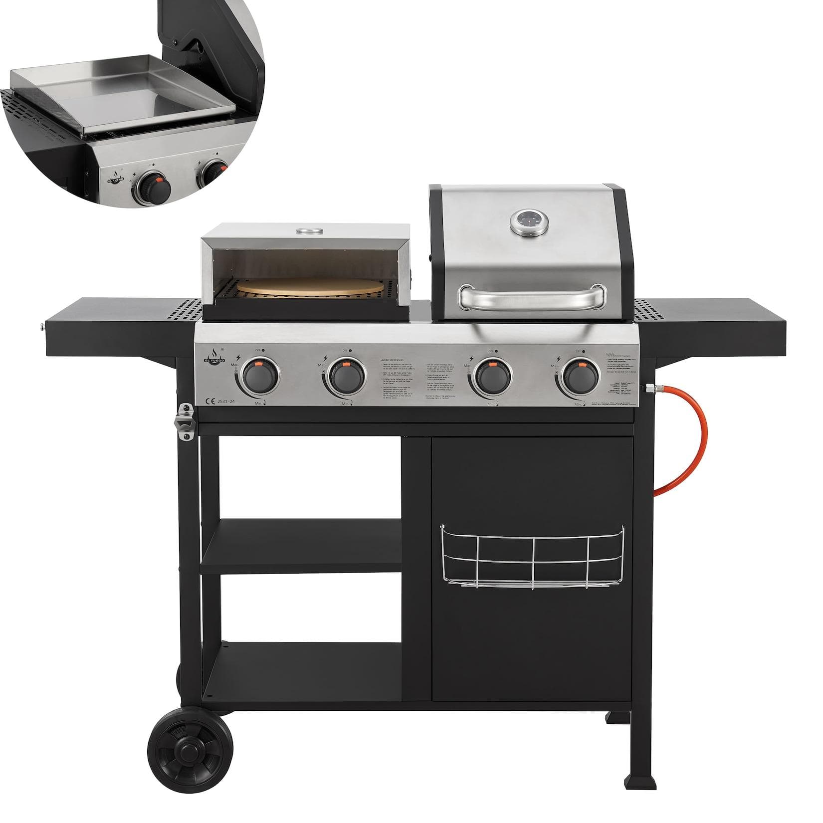 Gasgrill EL FUEGO Kombigrill 3-in-1 Boston Schwarz