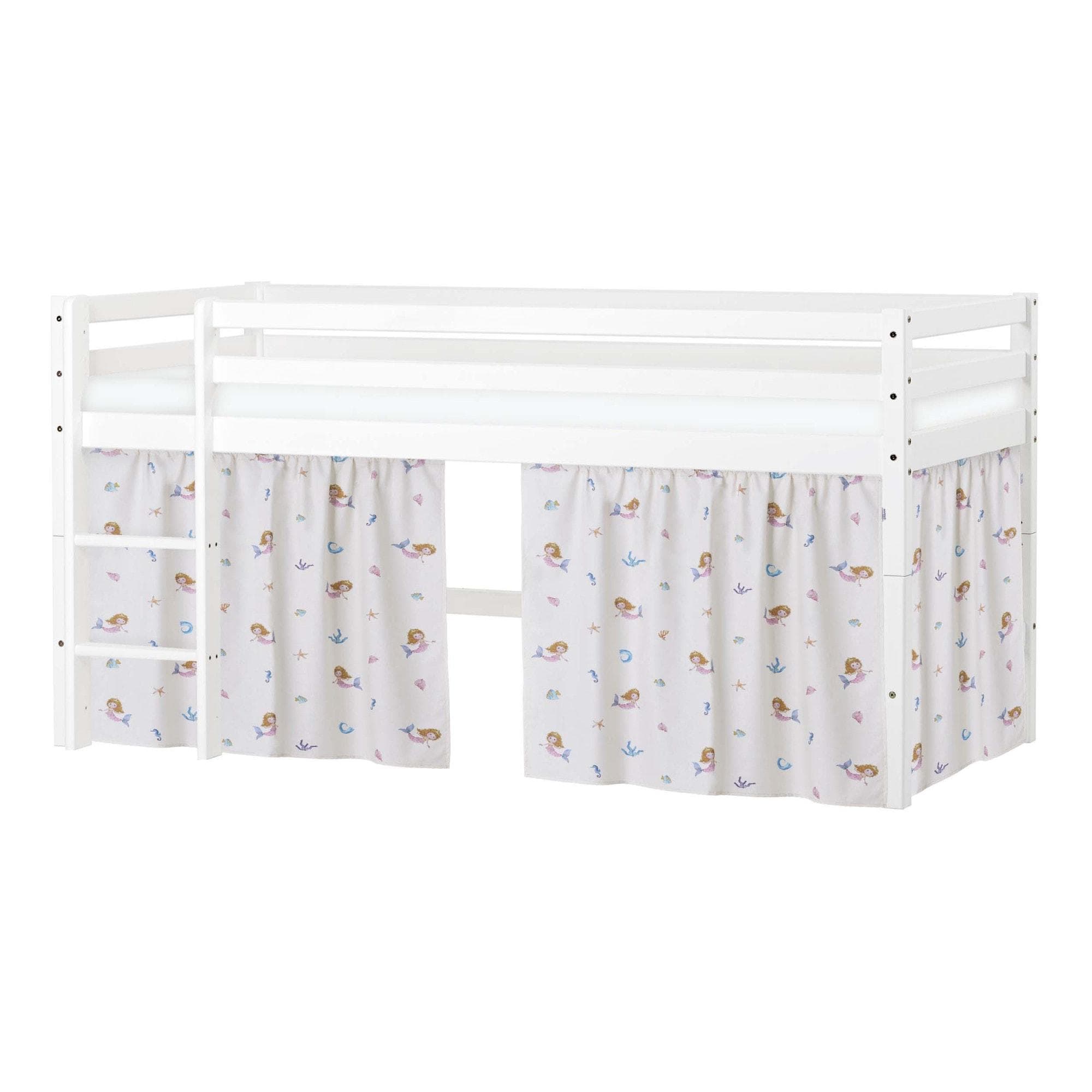 Hoppekids ECO Dream Hochbett mit Meerjungfrau-Vorhang und Stauraum