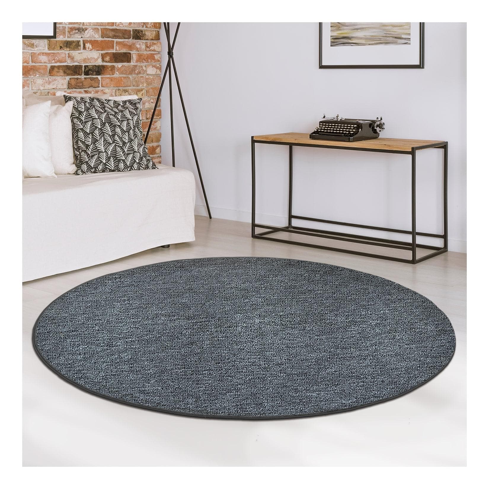 Karat Teppich London Dunkelgrau 78 cm Rund Modern