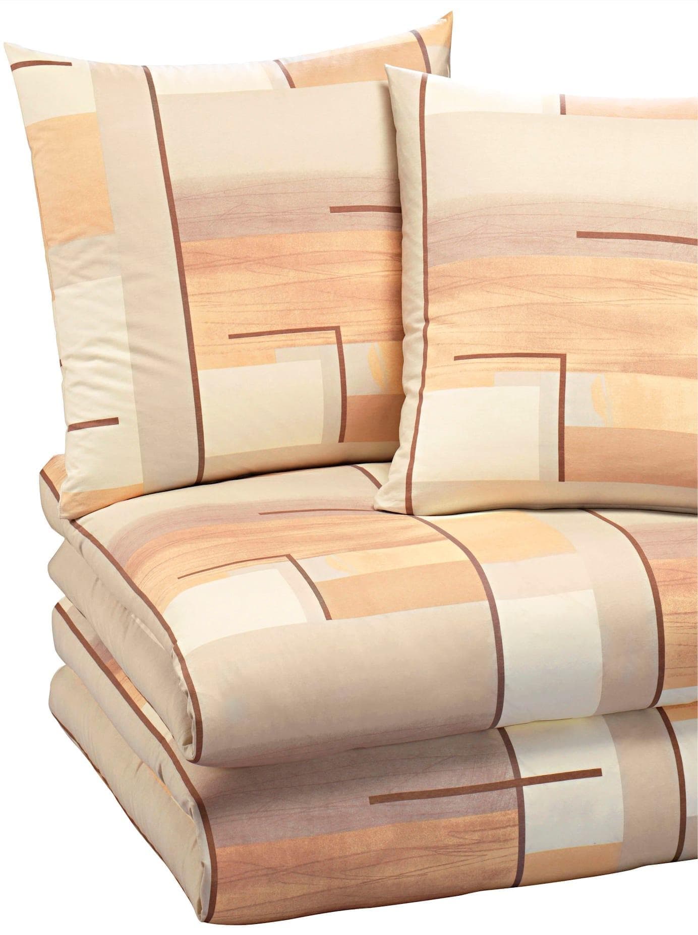 Biberna Feinbiber Bettwäsche Garnitur Beige mit Reißverschluss