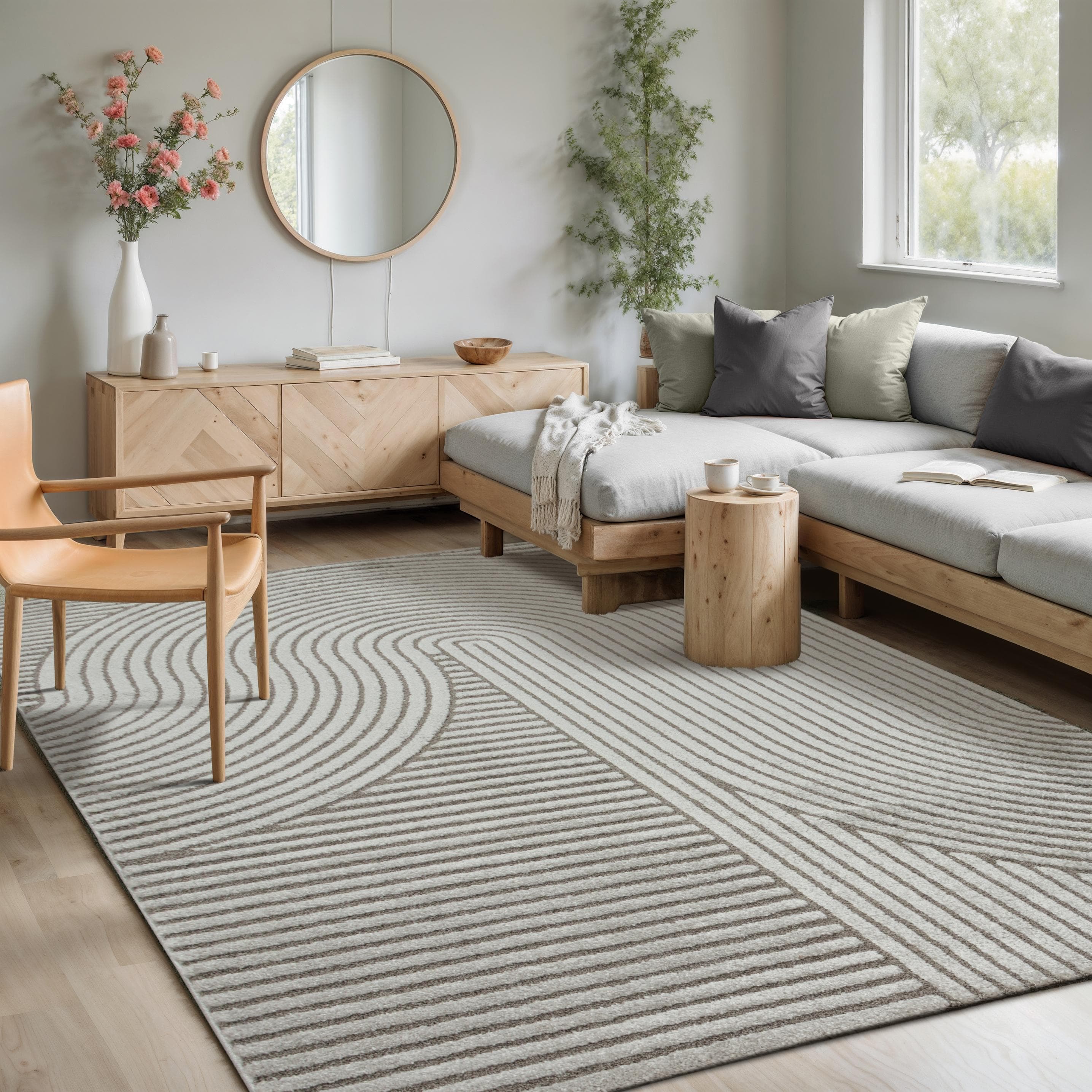 MERINOS Elio Kurzflor Teppich 3D-Effekt Grau