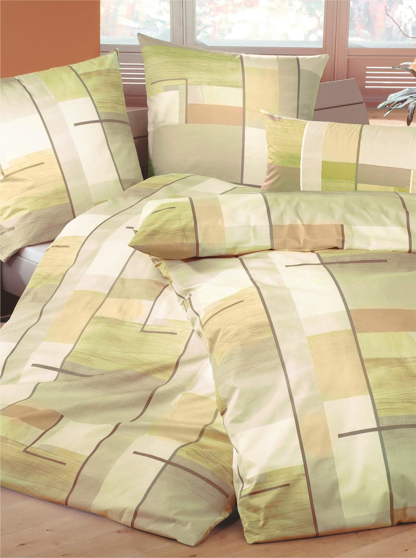 Biberna Feinbiber Bettwäsche Lindgrün mit Reißverschluss