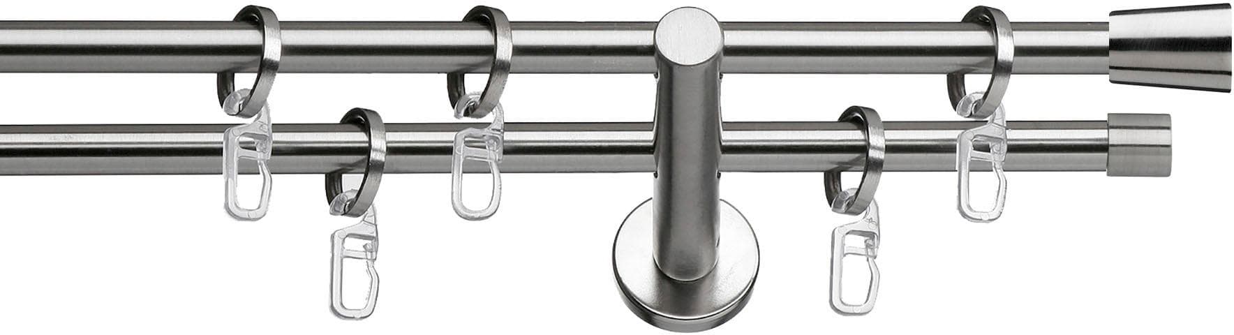 INDEKO Gardinenstange Granada 120cm Silber Stahl Komplettset