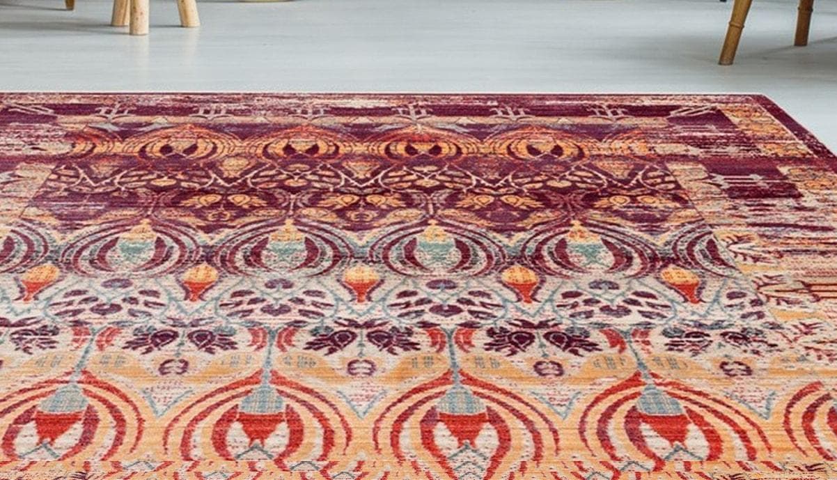 Bunter Vintage-Teppich aus Kunstfaser