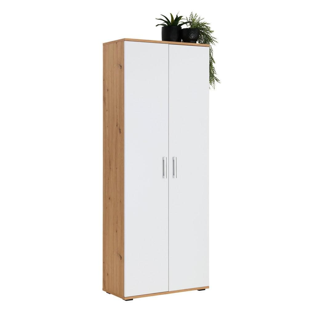 Xora Mehrzweckschrank Weiß Eiche Artisan Holzwerkstoff 5 Fächer