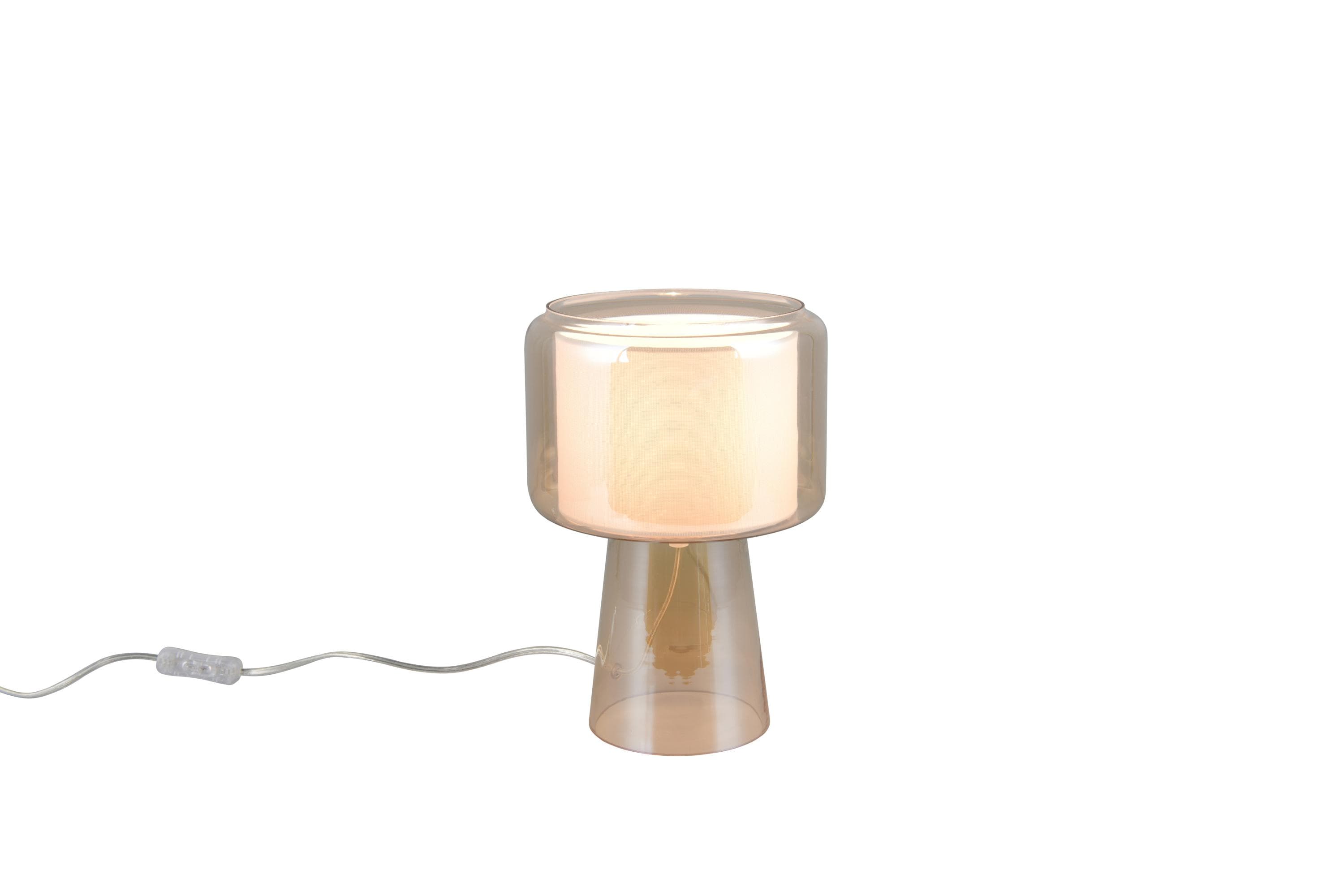 Trio Tischlampe Rocka Amber Glas/Stoff