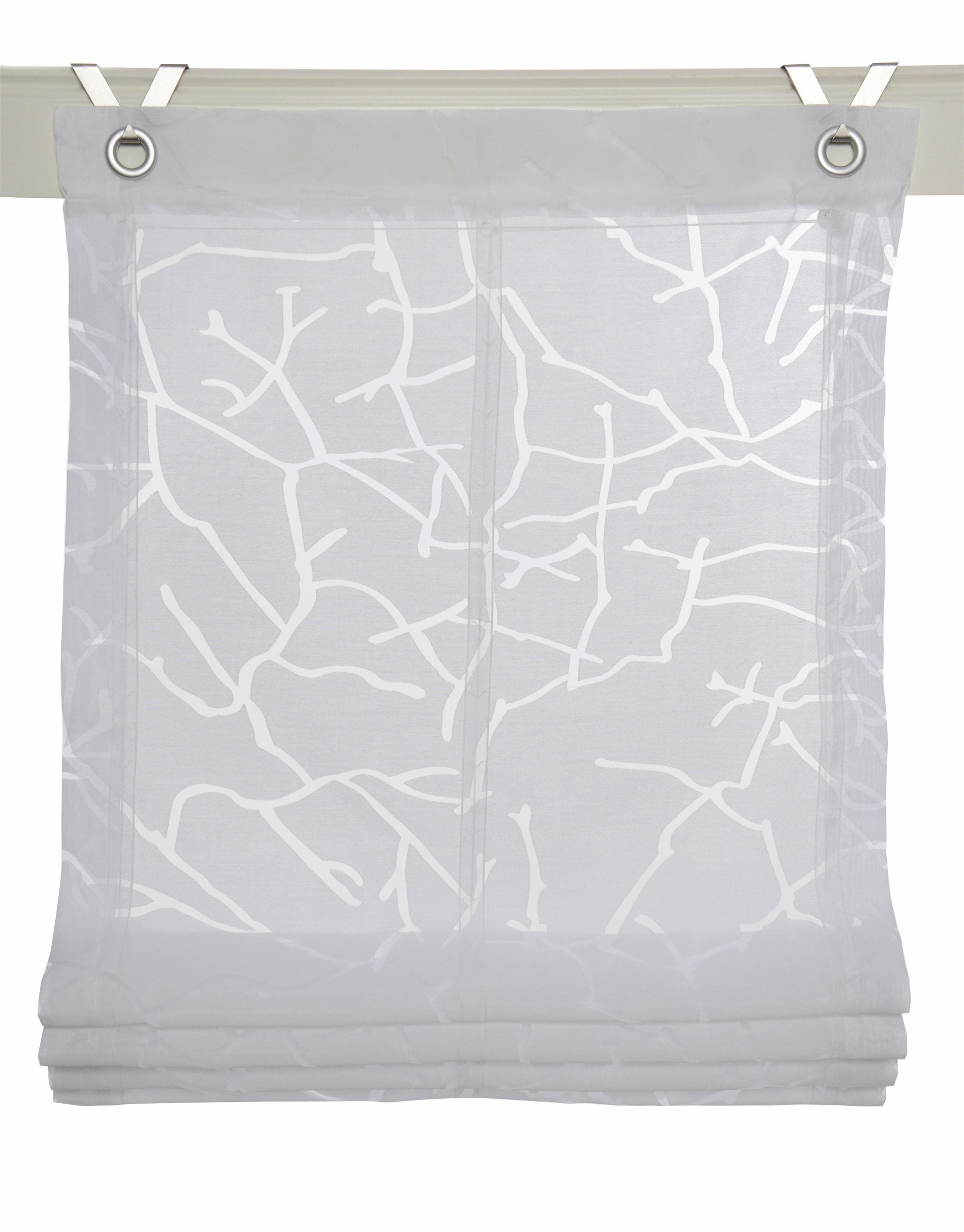 Kutti Jerry Raffrollo: Weißes Ausbrenner-Ösenrollo aus Baumwolle-Polyester