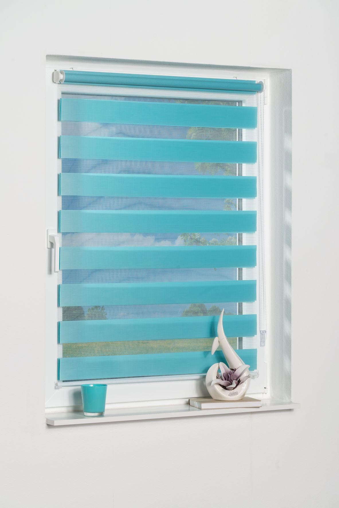 K-HOME Doppelrollo Maringa Klemmfix Eisblau