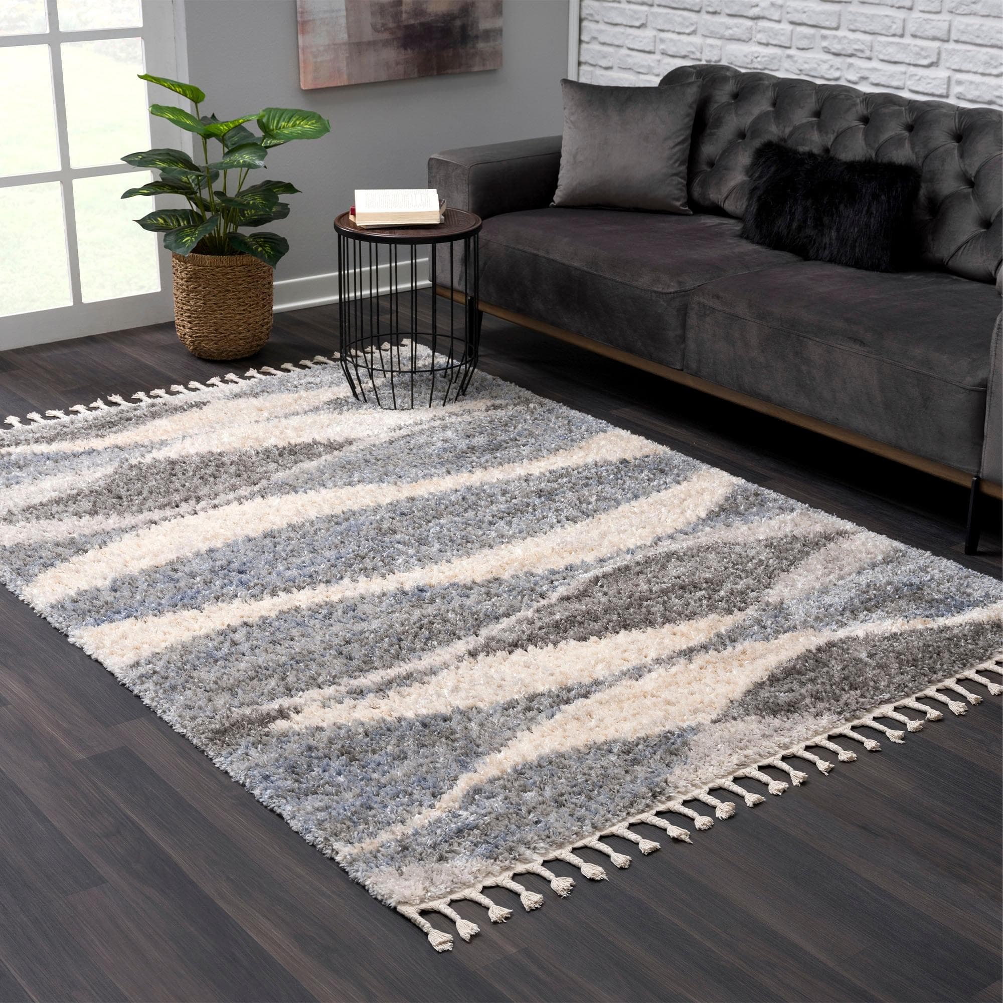 Shaggy-Teppich in grau, Polypropylen, Kunstfaser, 160x230 cm