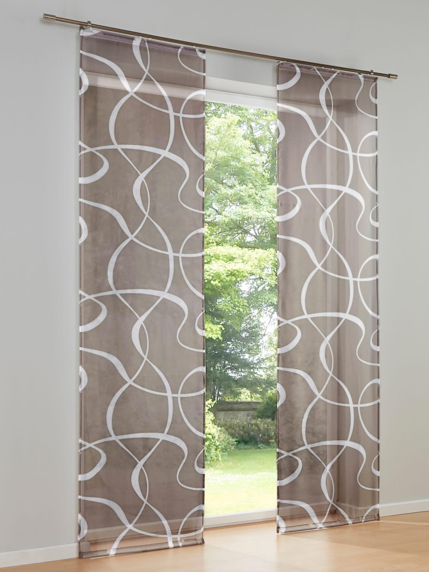 Schiebegardine HEINE HOME Gr. 3, Taupe-Weiß, Polyester