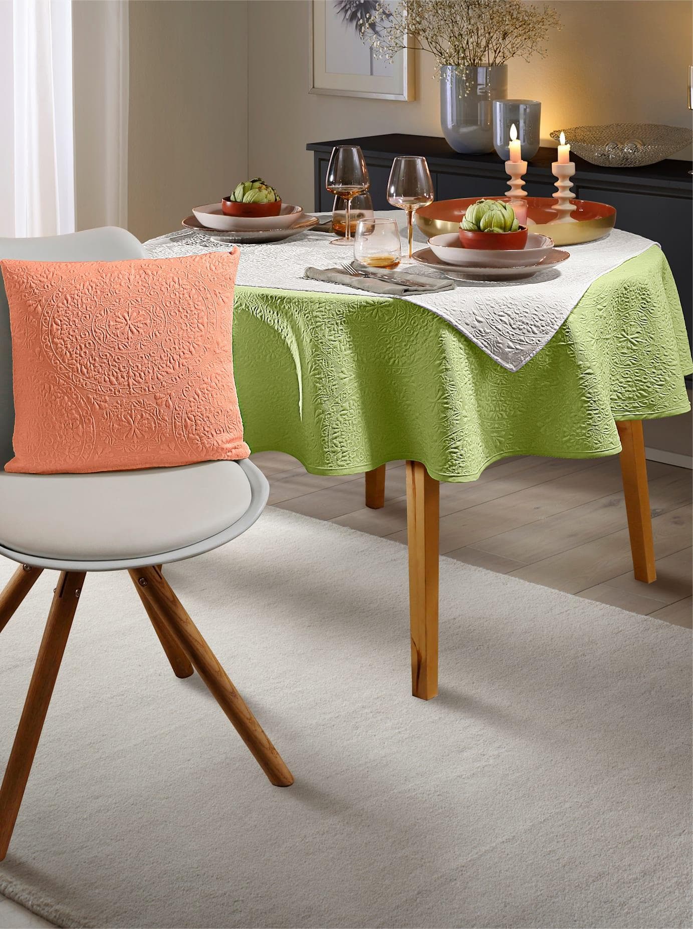 Tischdecke Grün Kiwi 130x260 cm Eckig Ottoversand