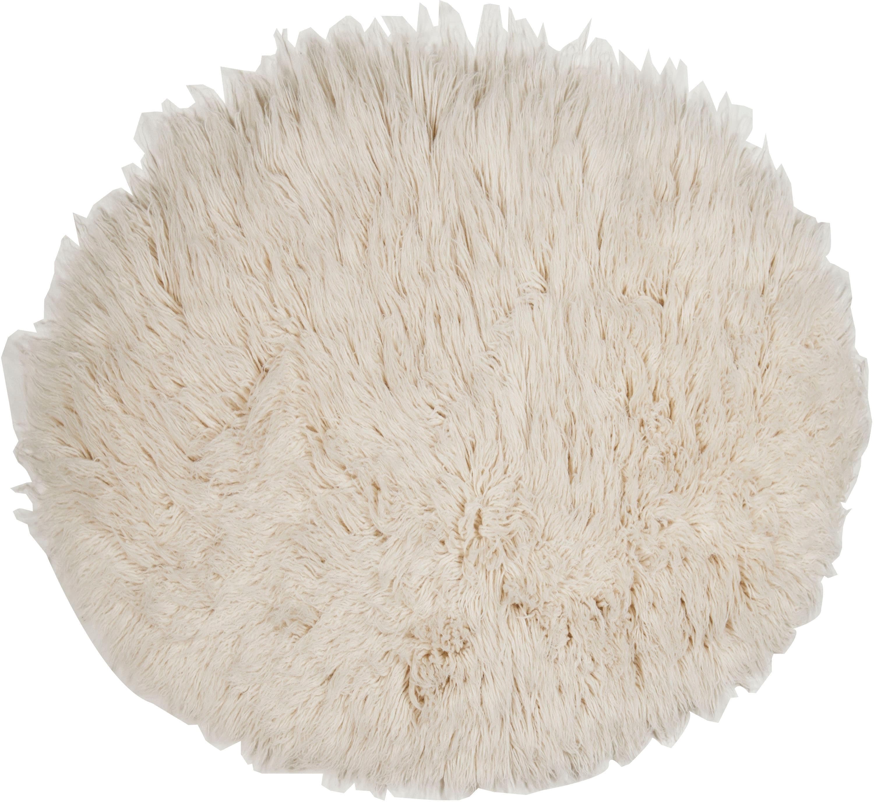 THEKO Flokati XXL Wollteppich rund beige 200 cm