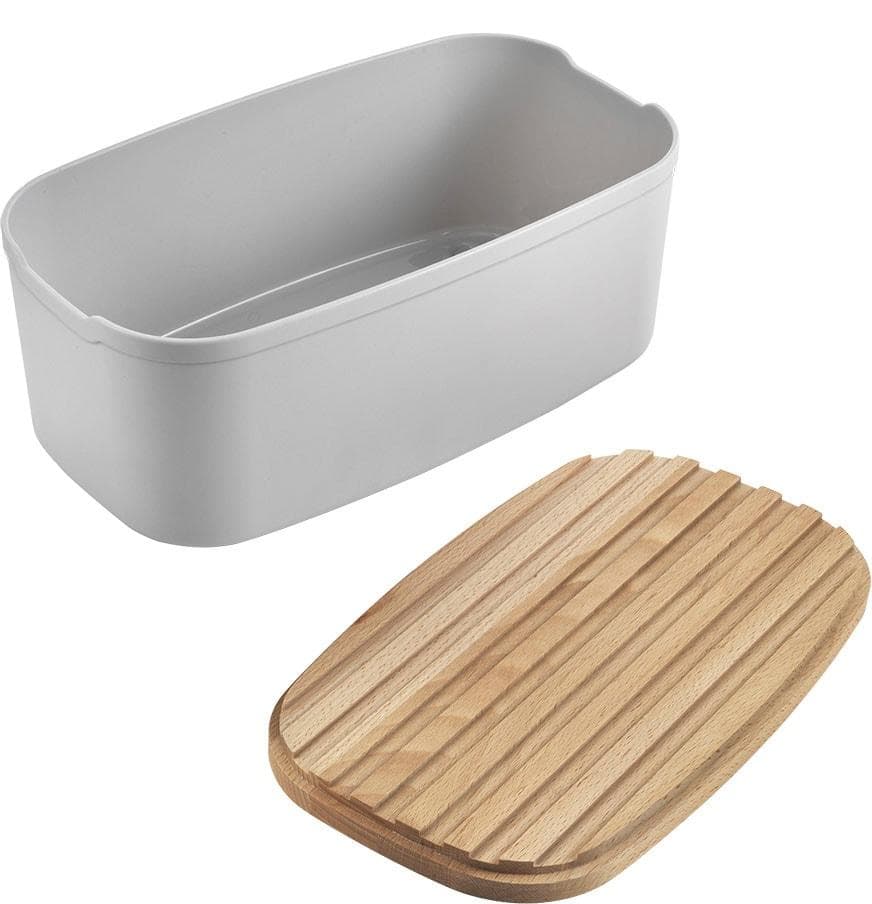 Brotkasten METALTEX 'Bready' grau - Buchenholz