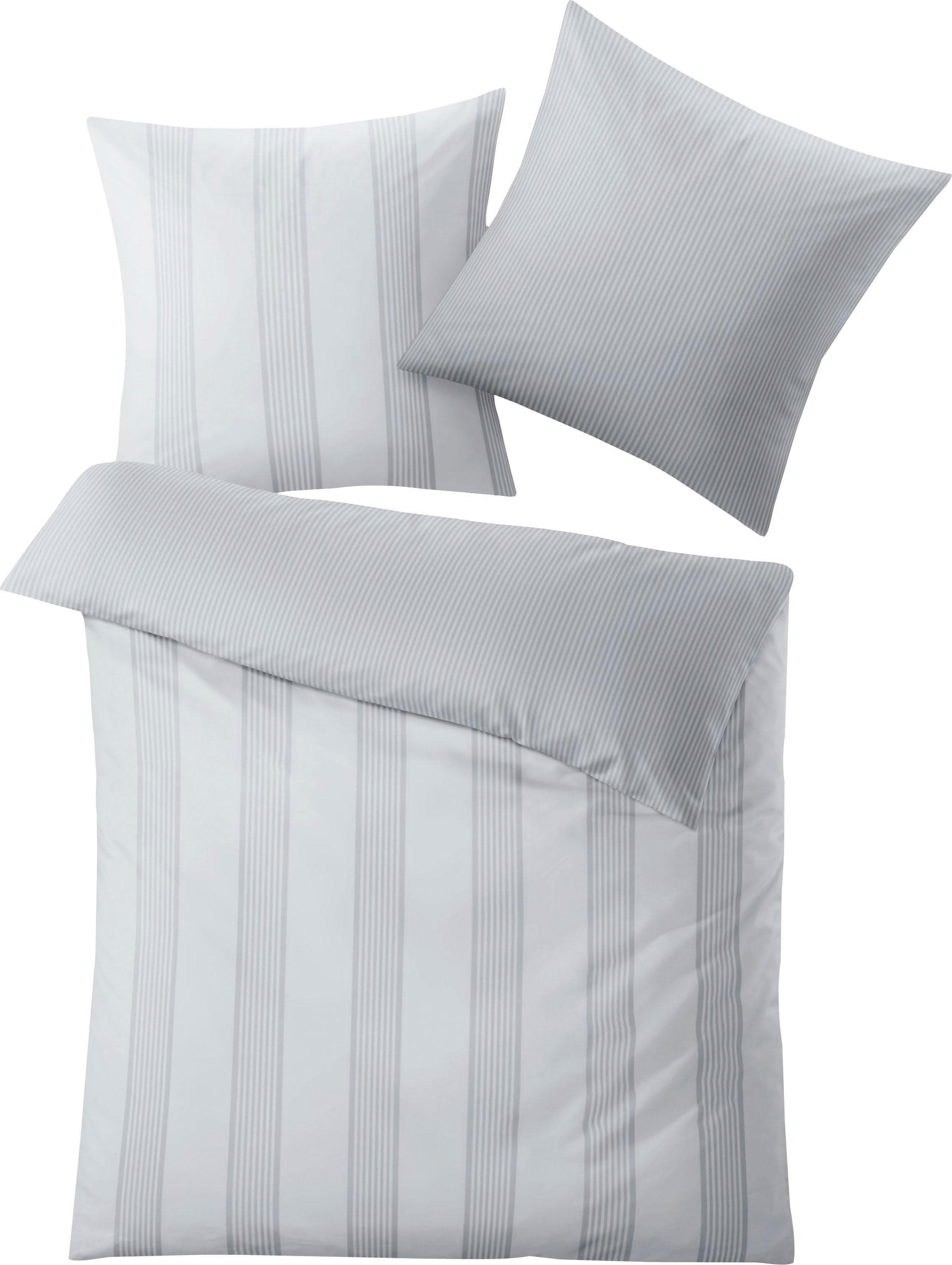 Kleine Wolke Wendebettwäsche Lina: Mako-Satin Streifendesign, 2-teilig