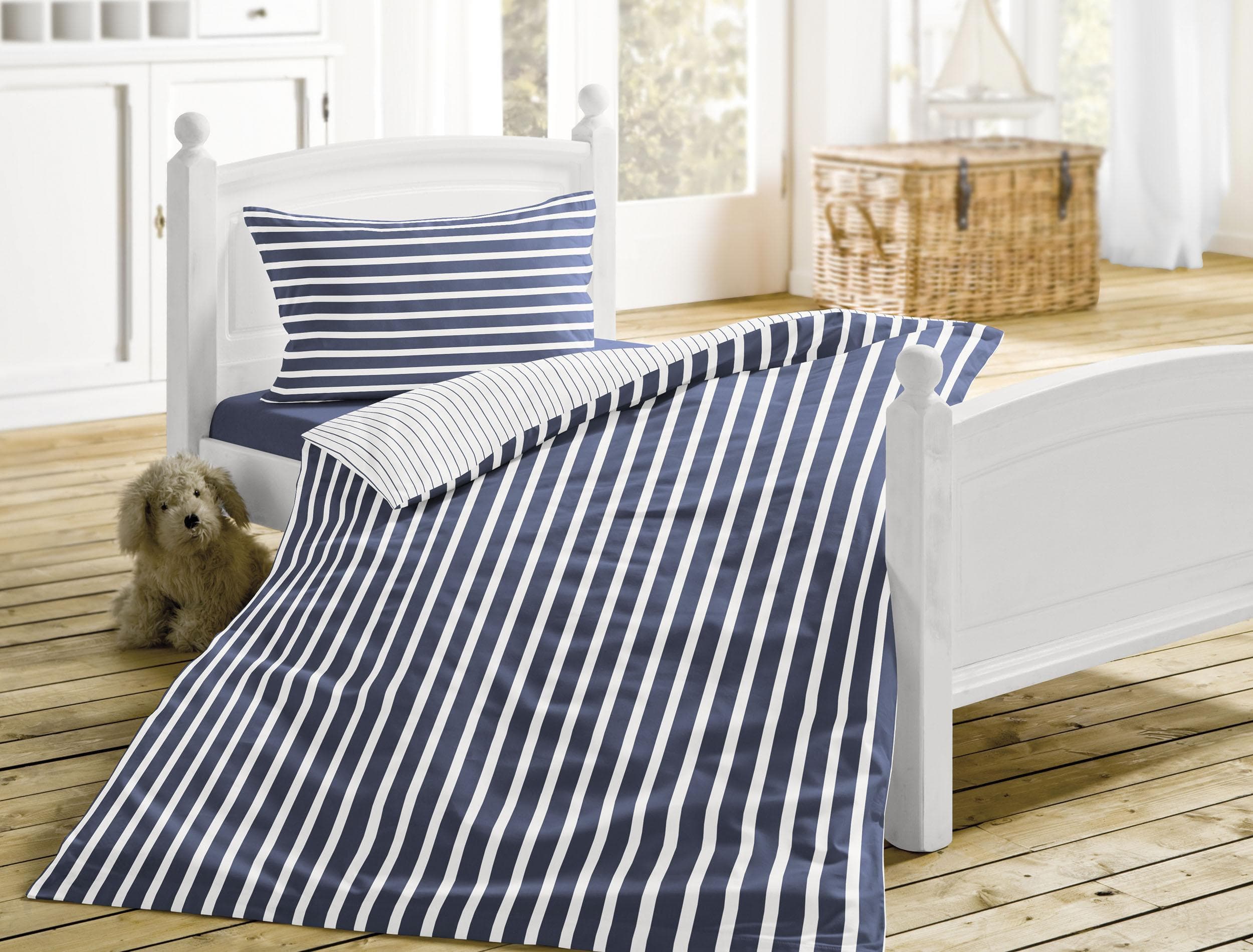 Kinderbettwäsche IRISETTE 'Nora-Kids' blau Mako-Satin 100x135cm