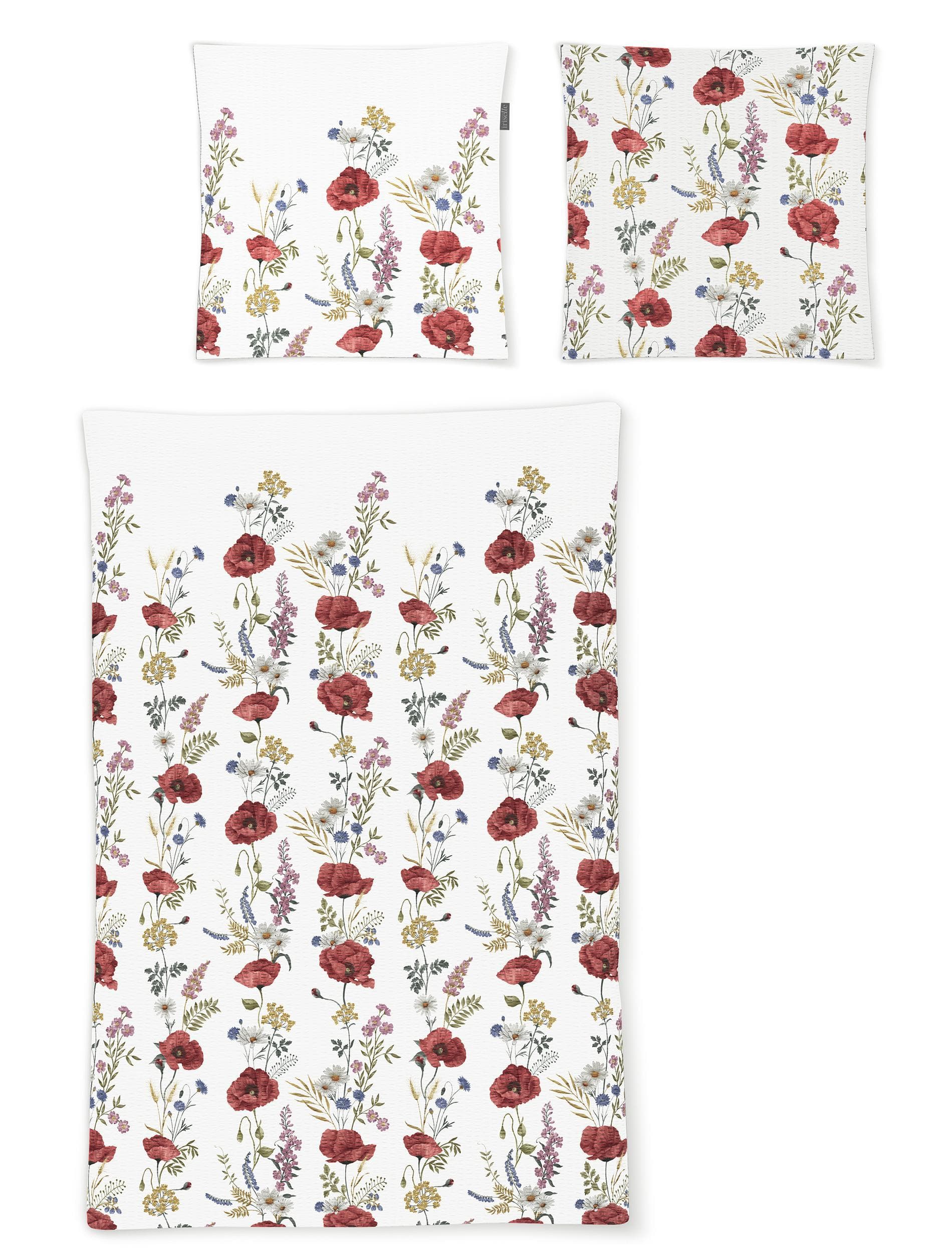 Irisette Bettwäsche Rot Seersucker Baumwolle