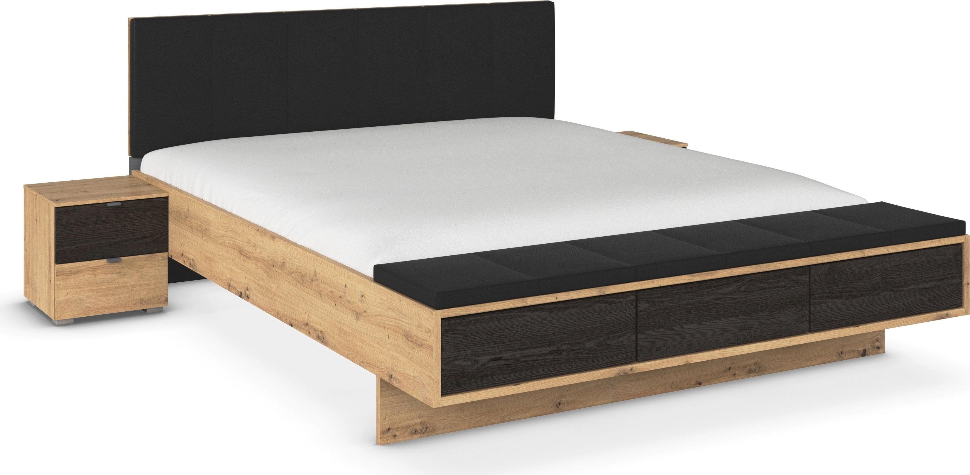 Rauch Bettanlage Apollon Doppelbett mit 2 Nachttischen Eiche Schwarz