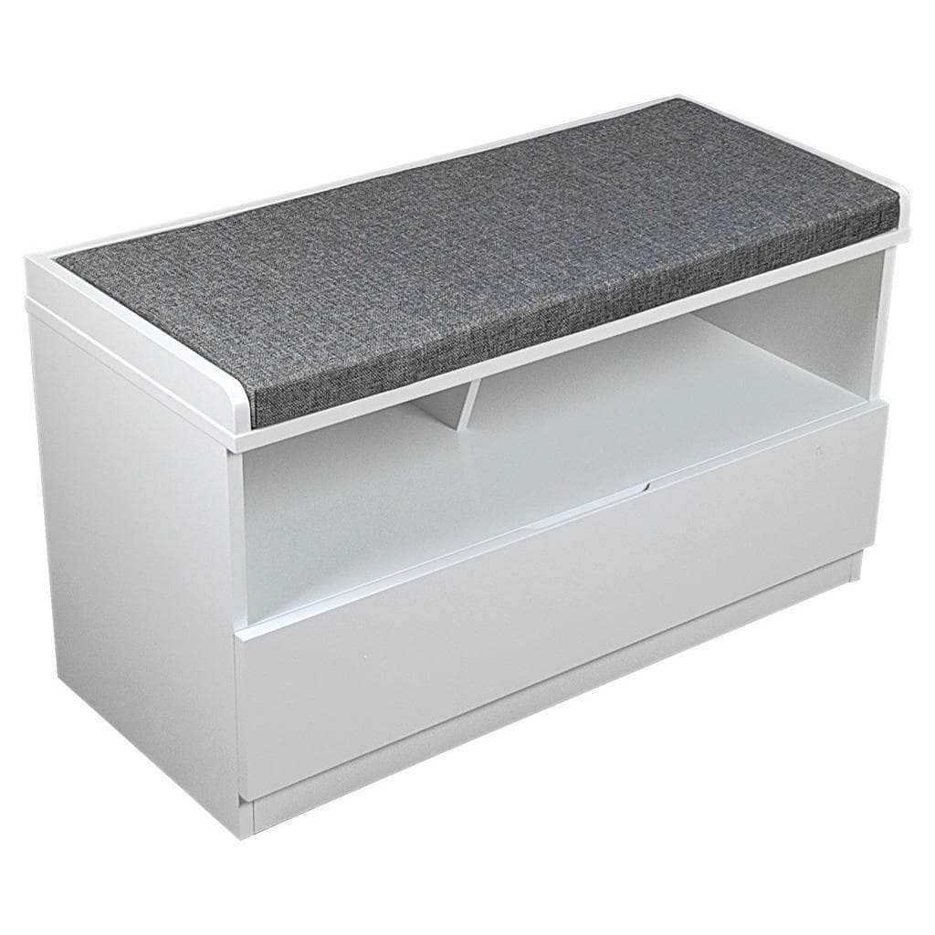 Xora Garderobenbank Weiß/Grau Textil 1-Sitzer
