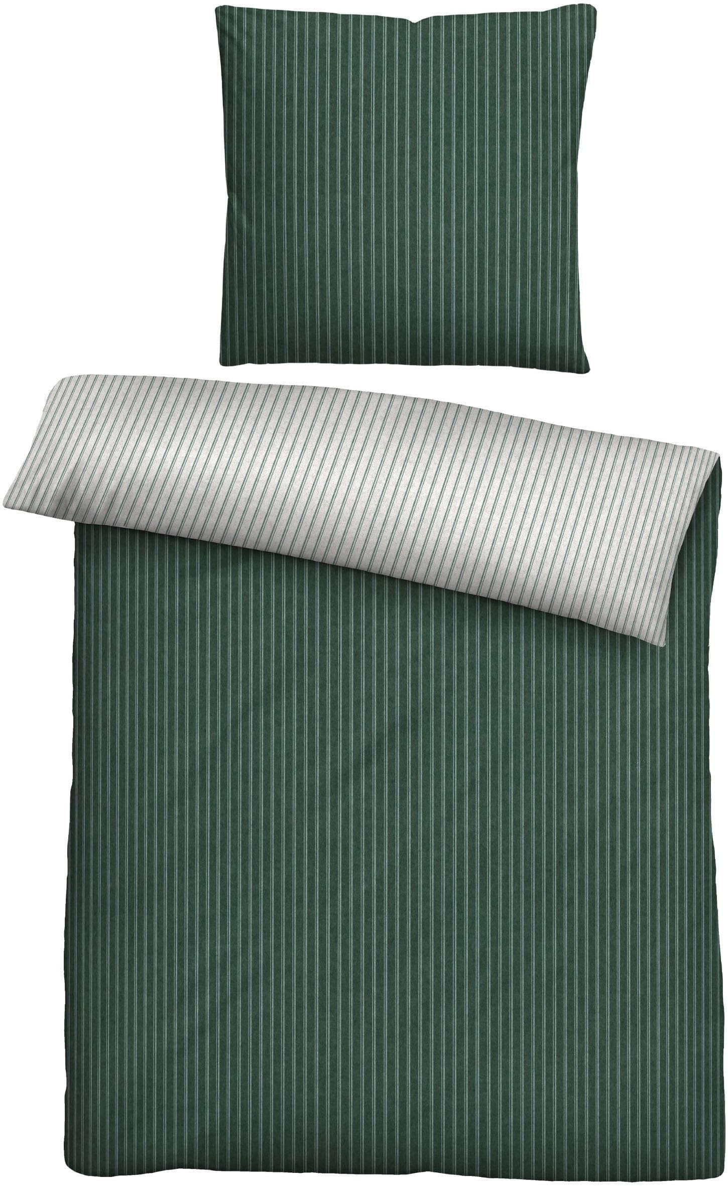 Wendebettwäsche BIBERNA Tillmann Dunkelgrün Flanell
