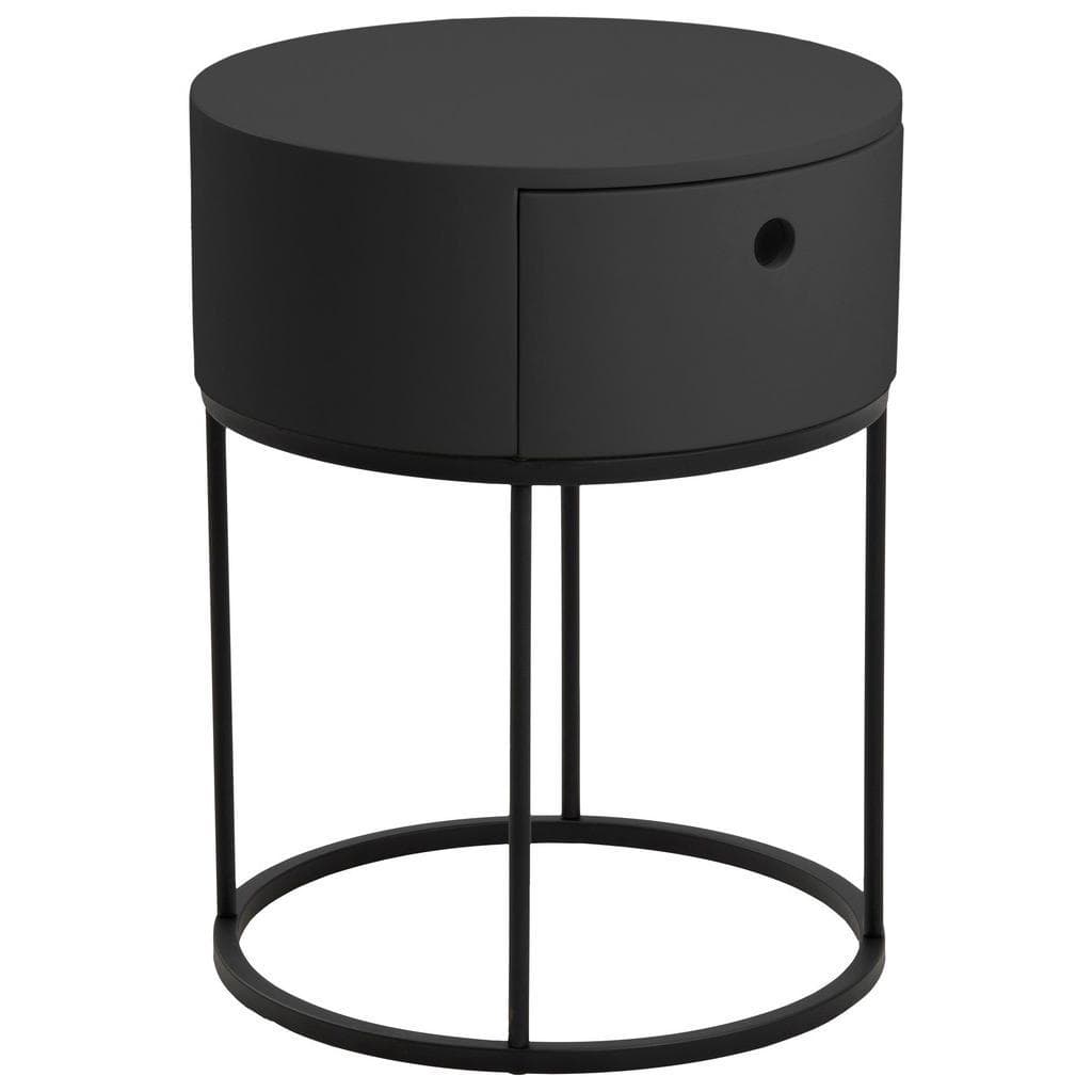 Schwarzer Nachttisch mit Schublade aus MDF