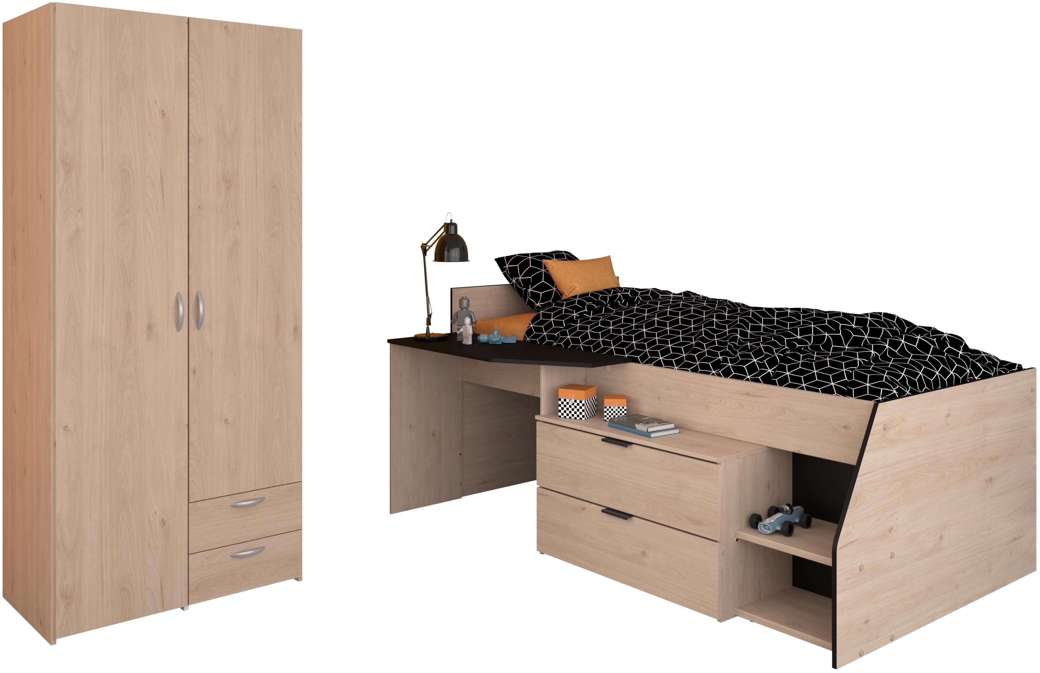 Jugendzimmer-Set PARISOT "Milky 22" Eichenfarben Hochbett