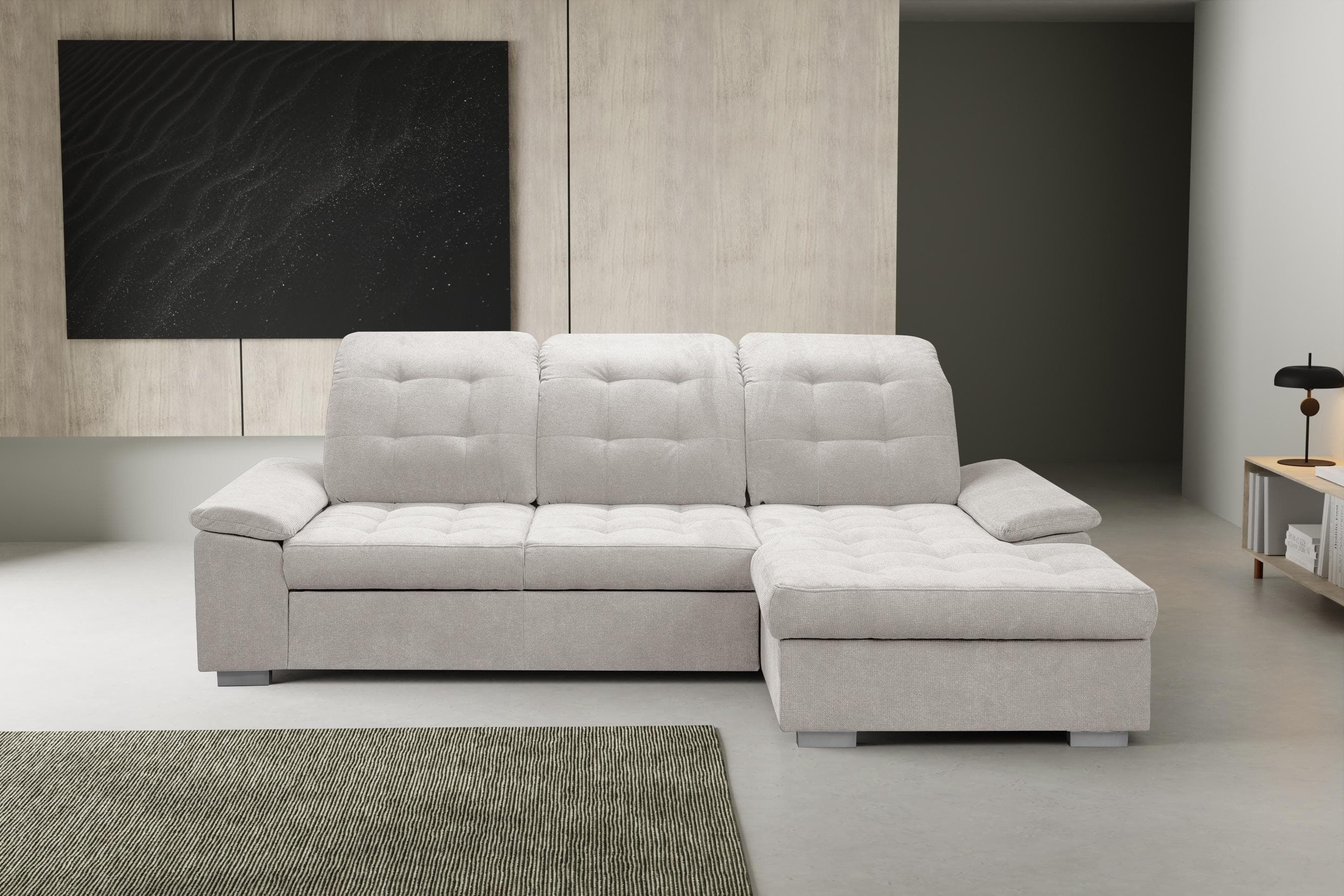 Ecksofa mit Schlaffunktion und Bettkasten | Sitztiefenverstellbar