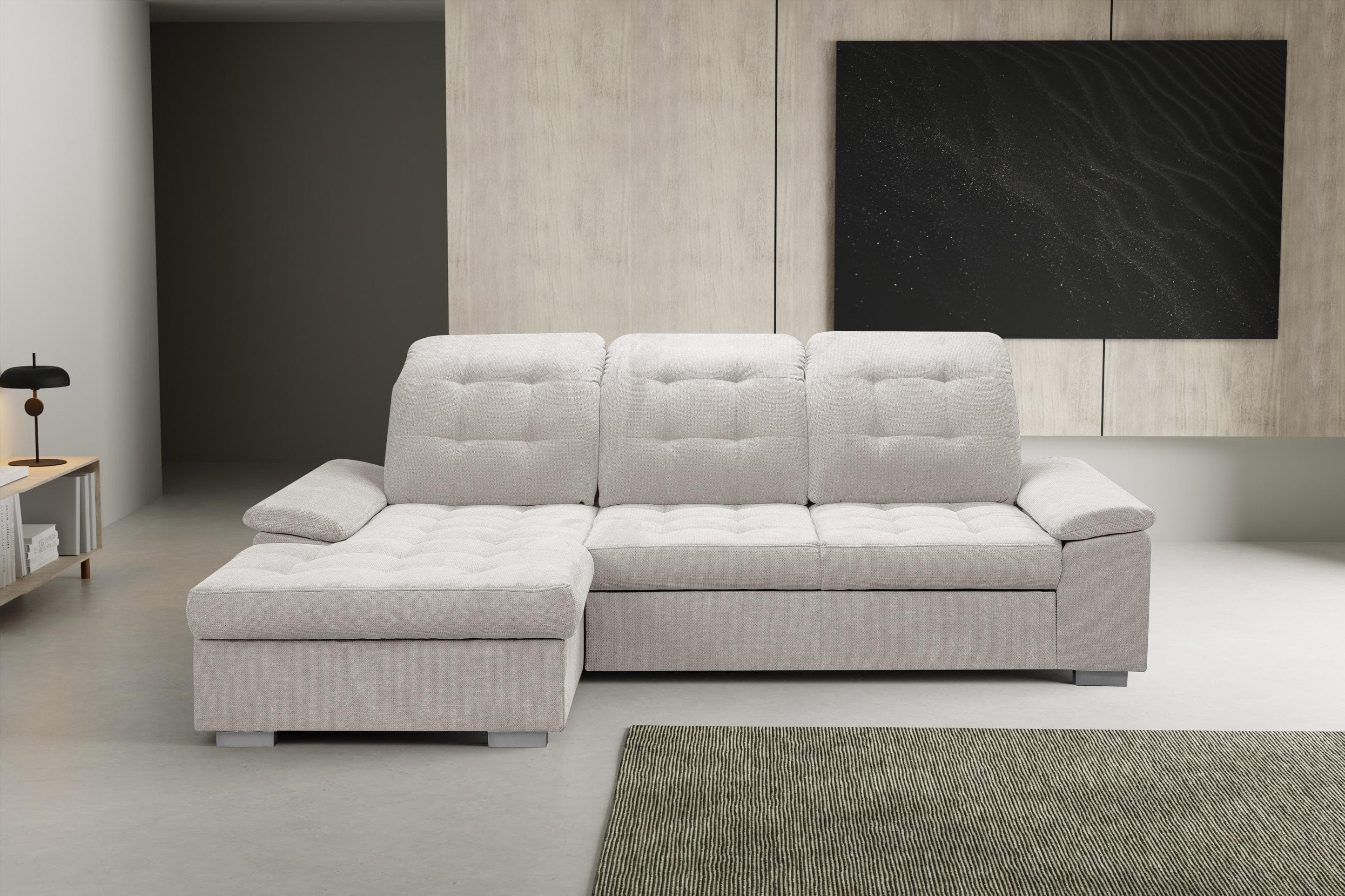 Ecksofa mit Schlaffunktion und Bettkasten | Sitztiefenverstellbar