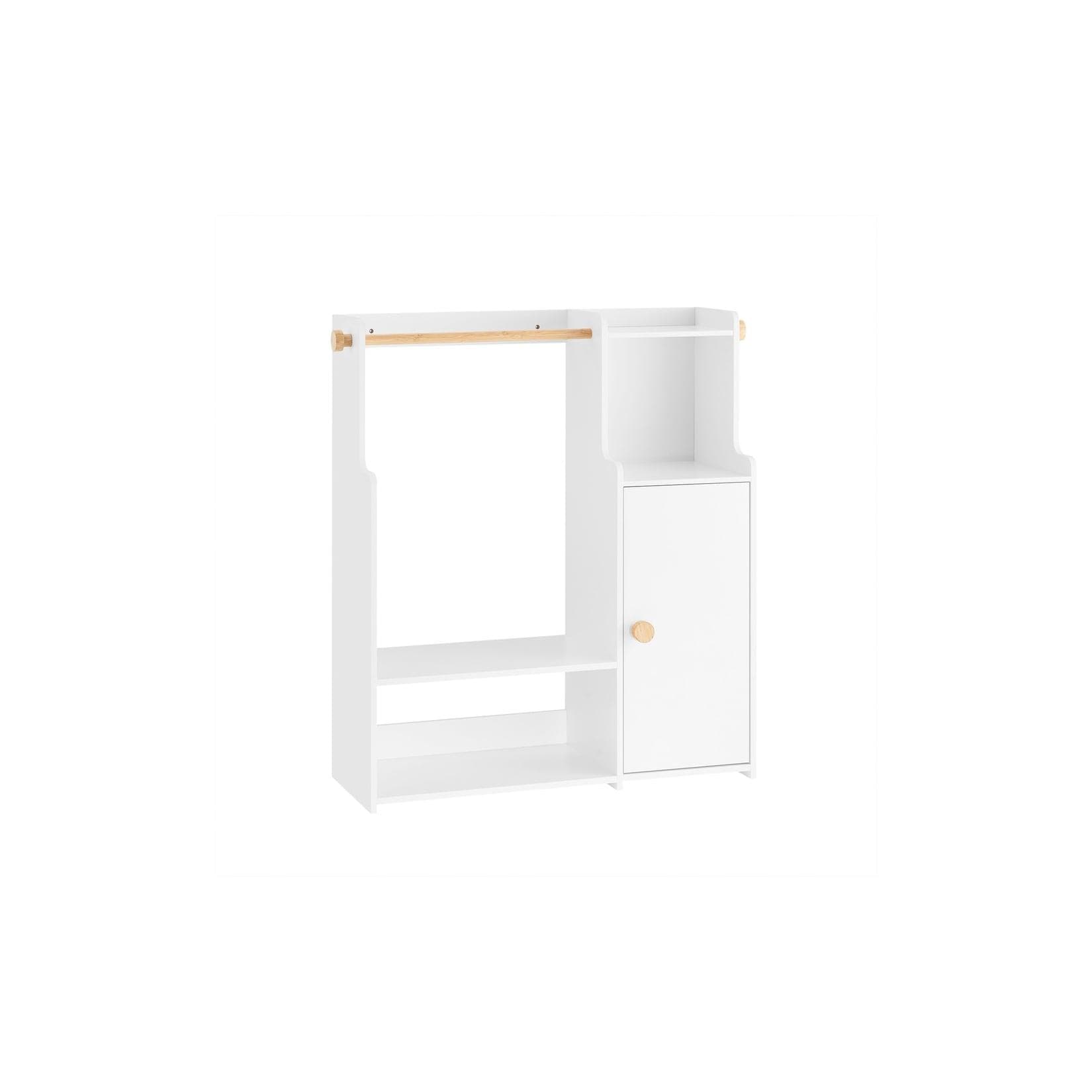 SoBuy Kinderkleiderschrank KMB110: Weißer Bambus-Kindergarderobe mit MDF-E1