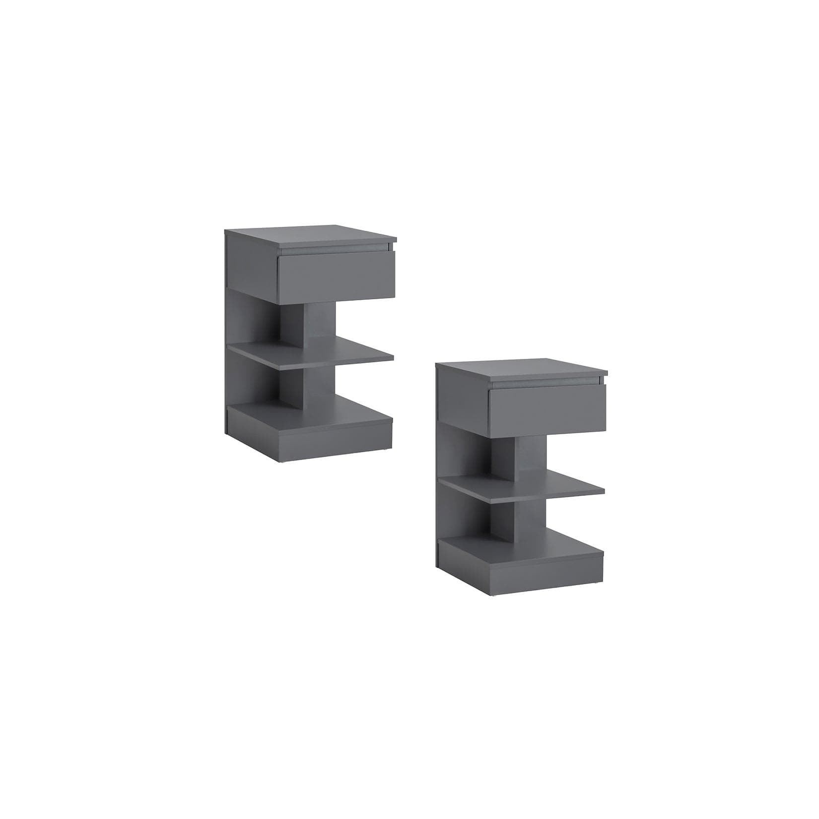 SoBuy Nachttisch FBT49 2er Set Grau Weiß Schmal mit Schublade