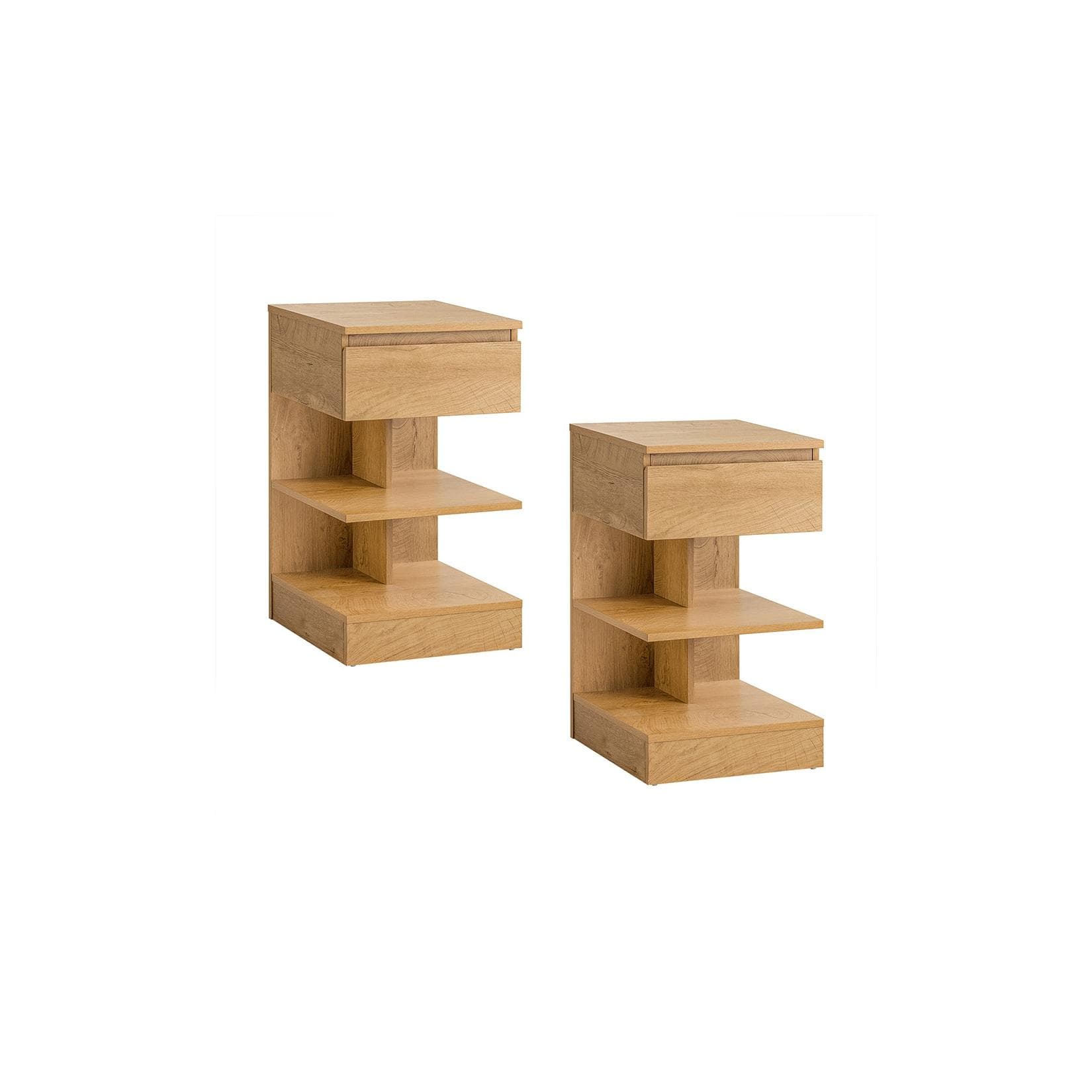 SoBuy Nachttisch FBT49 2er Set Weiß/Grau/Natur