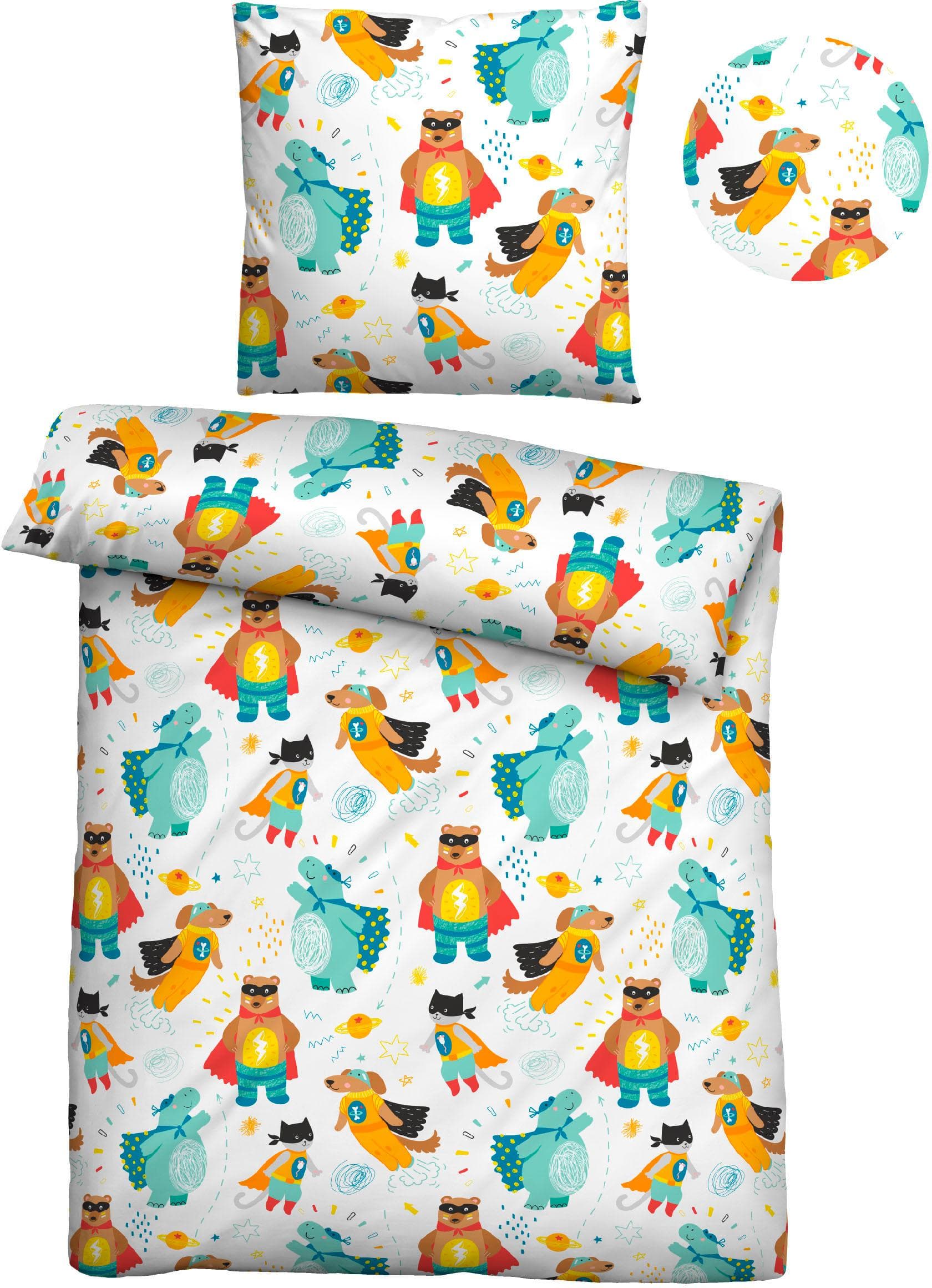 Biberna Kinderbettwäsche Yuna Superhelden - Hautfreundlich & Kühlend